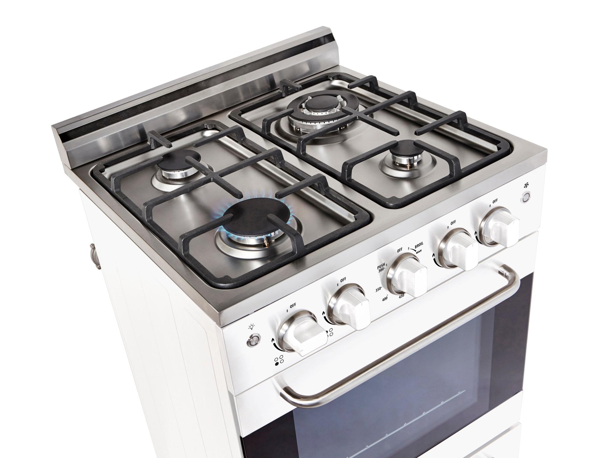 Unique Prestige 24” 2.3 cu ft Double Oven Gas Range in White