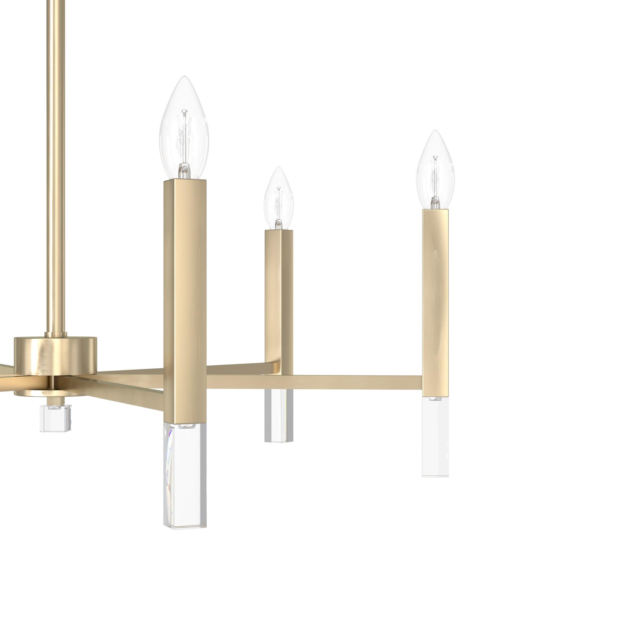 Hunter - Sunjai 6-light Alturas Gold, Large Chandelier, Dimmable, Formal Style, Candle Shaped, for Bedrooms, Kitchens, Dining, Living Rooms - 19519