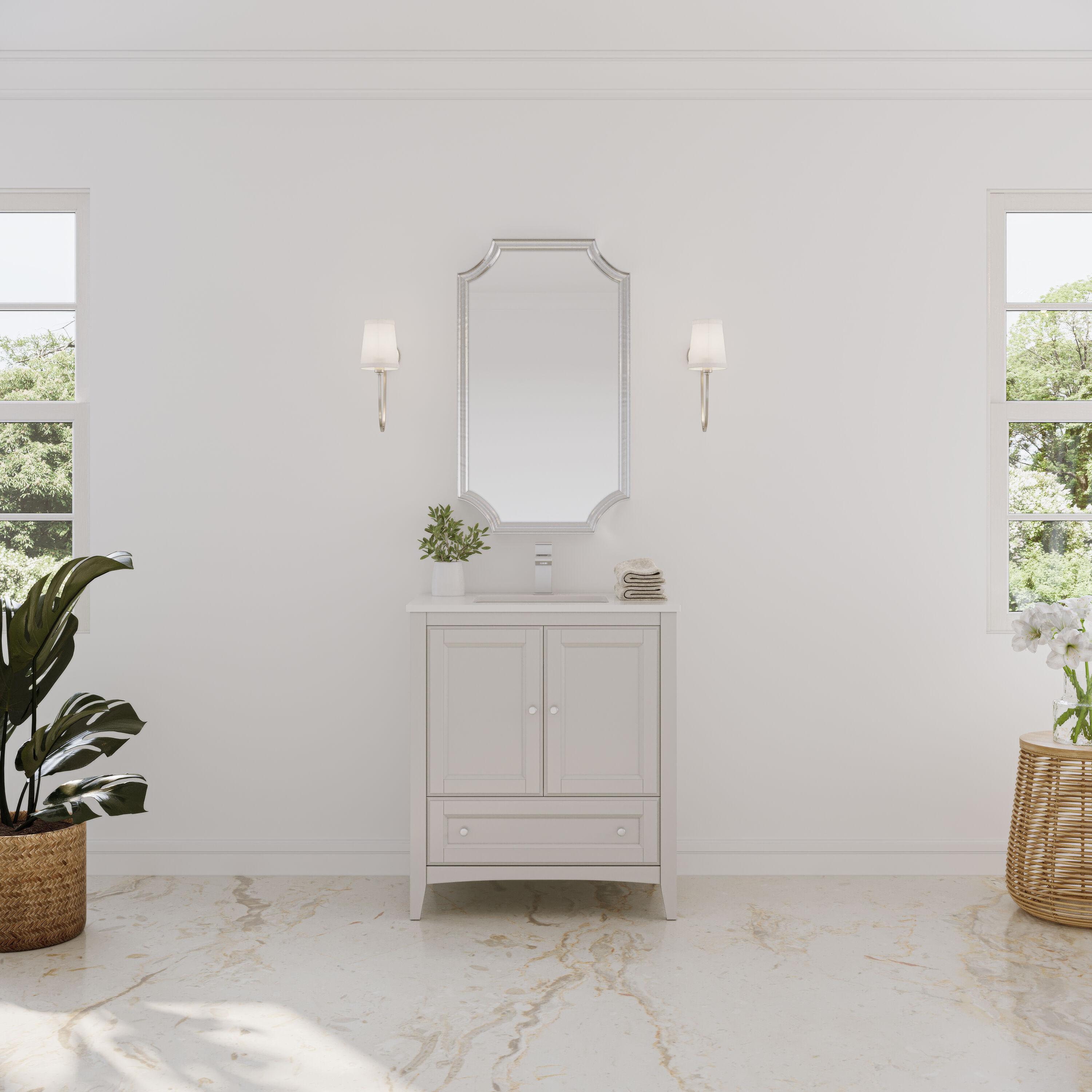 Antique White Engineered Wood Freestanding Bathroom Vanity Base Cabinet