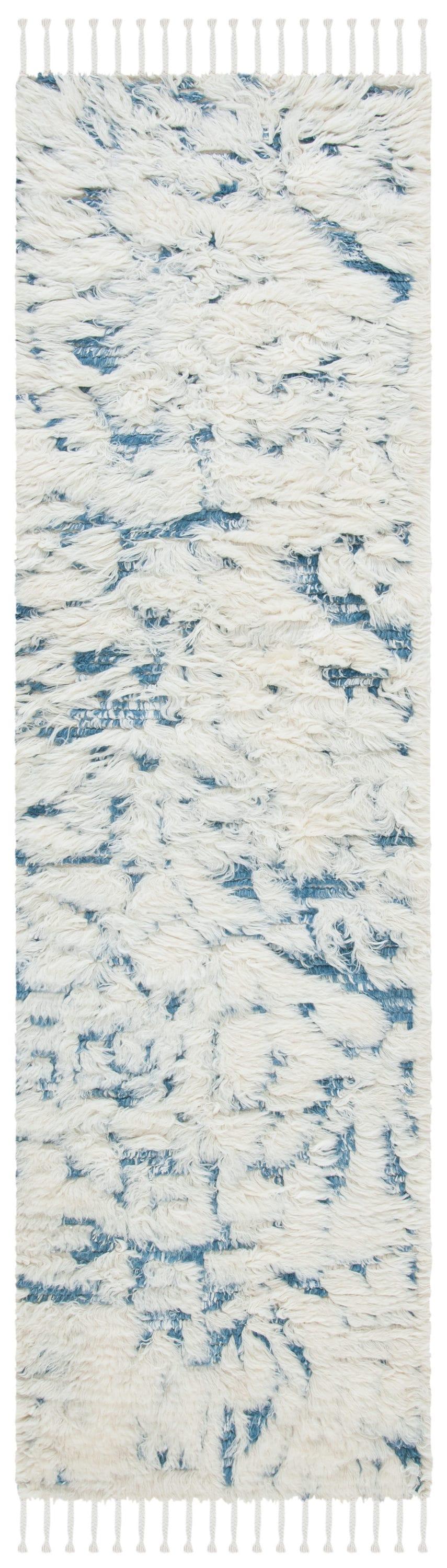Manhattan MAN462 Hand Knotted Indoor Runner Rug - Ivory/Blue - 2'3"x8' - Safavieh