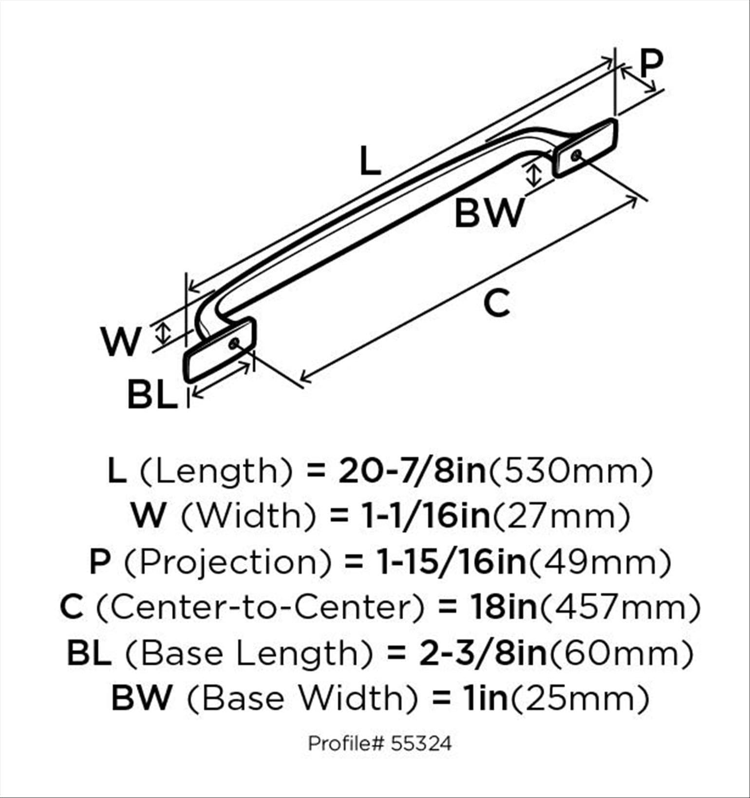 Amerock Highland Ridge 18 inch (457mm) Center-to-Center Satin Nickel Appliance Pull