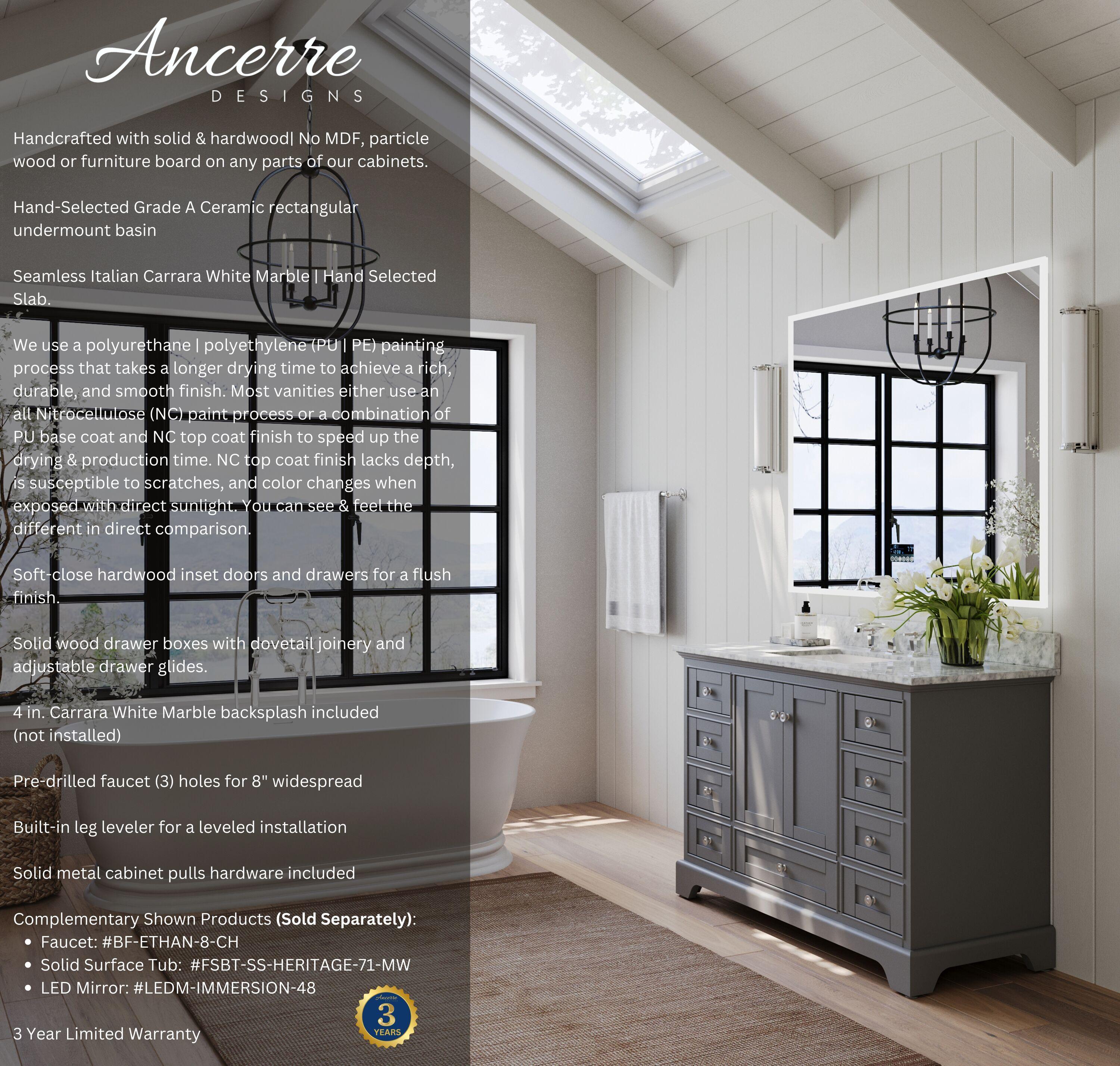 Ancerre Designs Audrey 48" Wood Bathroom Vanity Set in Sapphire Gray