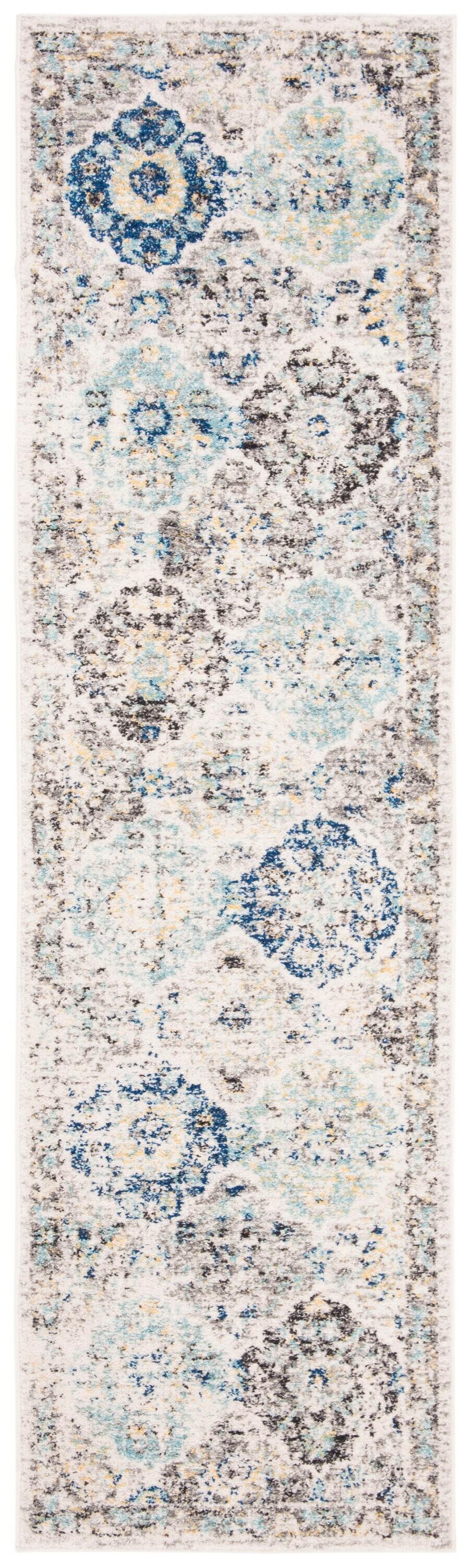 Madison MAD611 Power Loomed Runner Rug - Ivory/Aqua - 2'3"x6' - Safavieh.