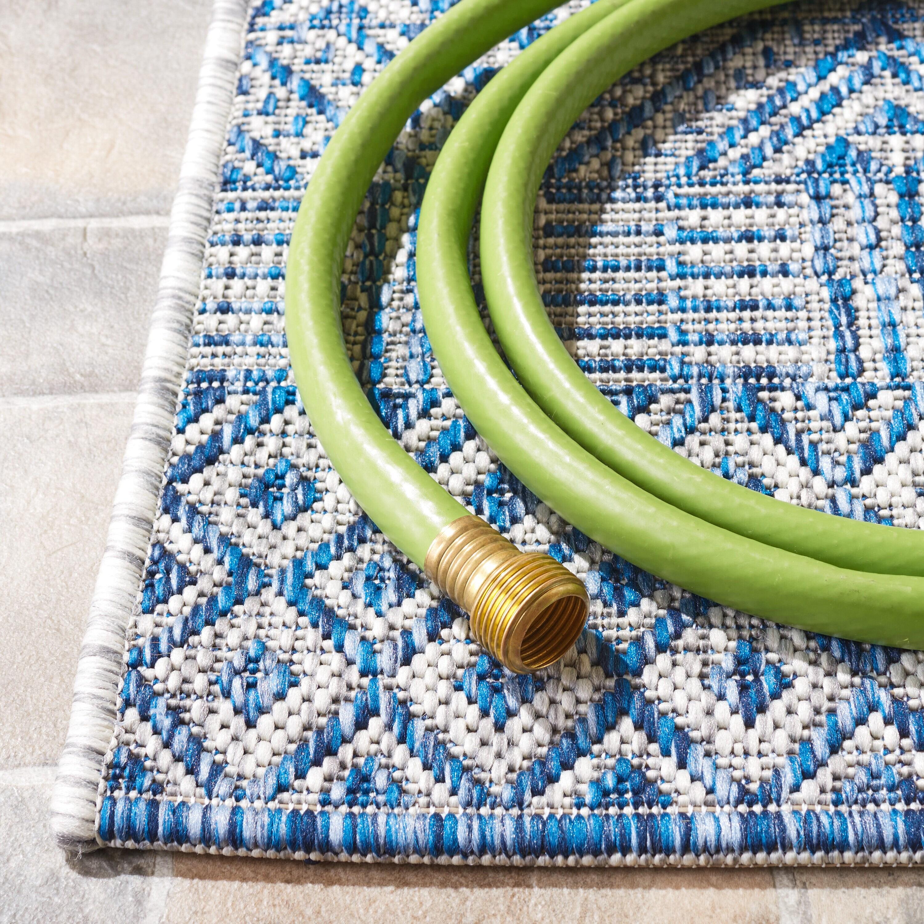 Courtyard CY8235 Power Loomed Indoor and Outdoor Area Rug - Grey/Blue - 4'x4' - Safavieh