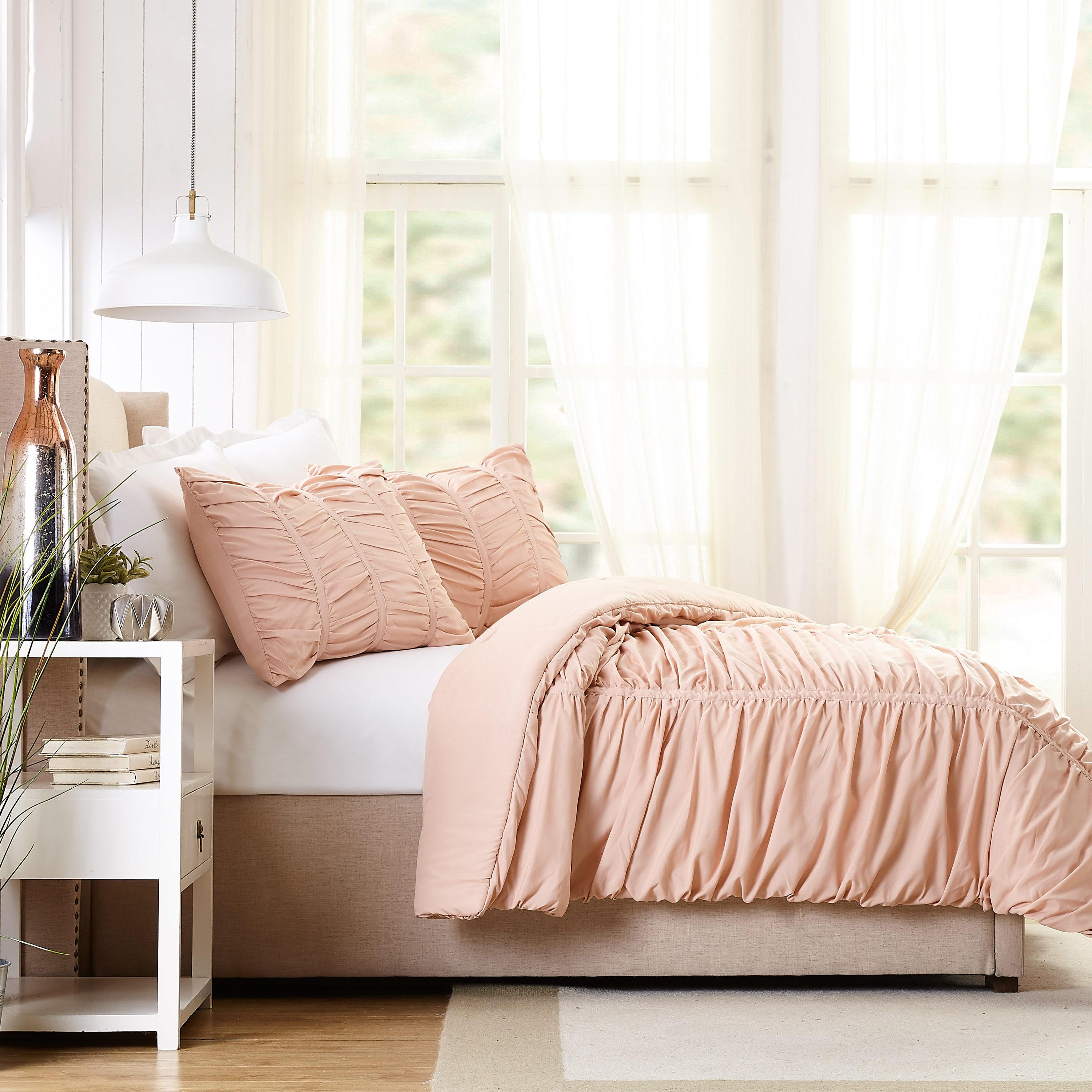 Modern Heirloom Emily Ruched Solid Textured Comforter Set