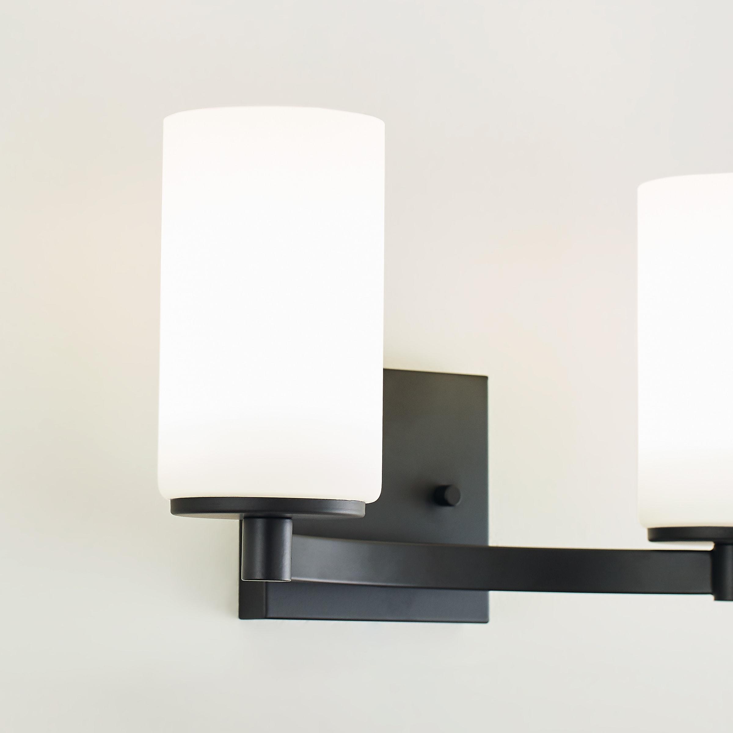 Midnight Black 2-Light Wall Sconce with Etched Glass Shades