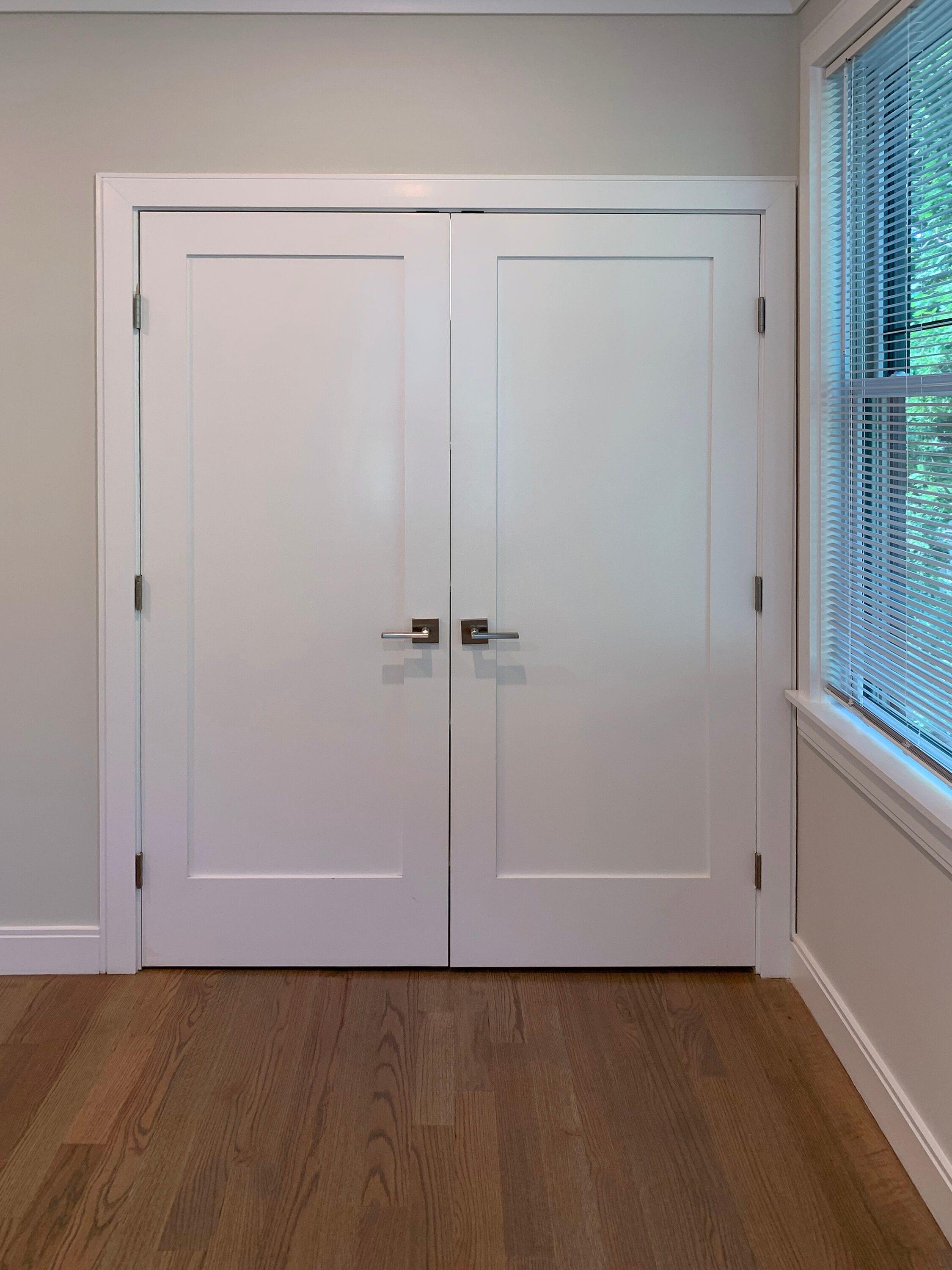 Newton 80'' Solid + Manufactured Wood Paneled French Doors