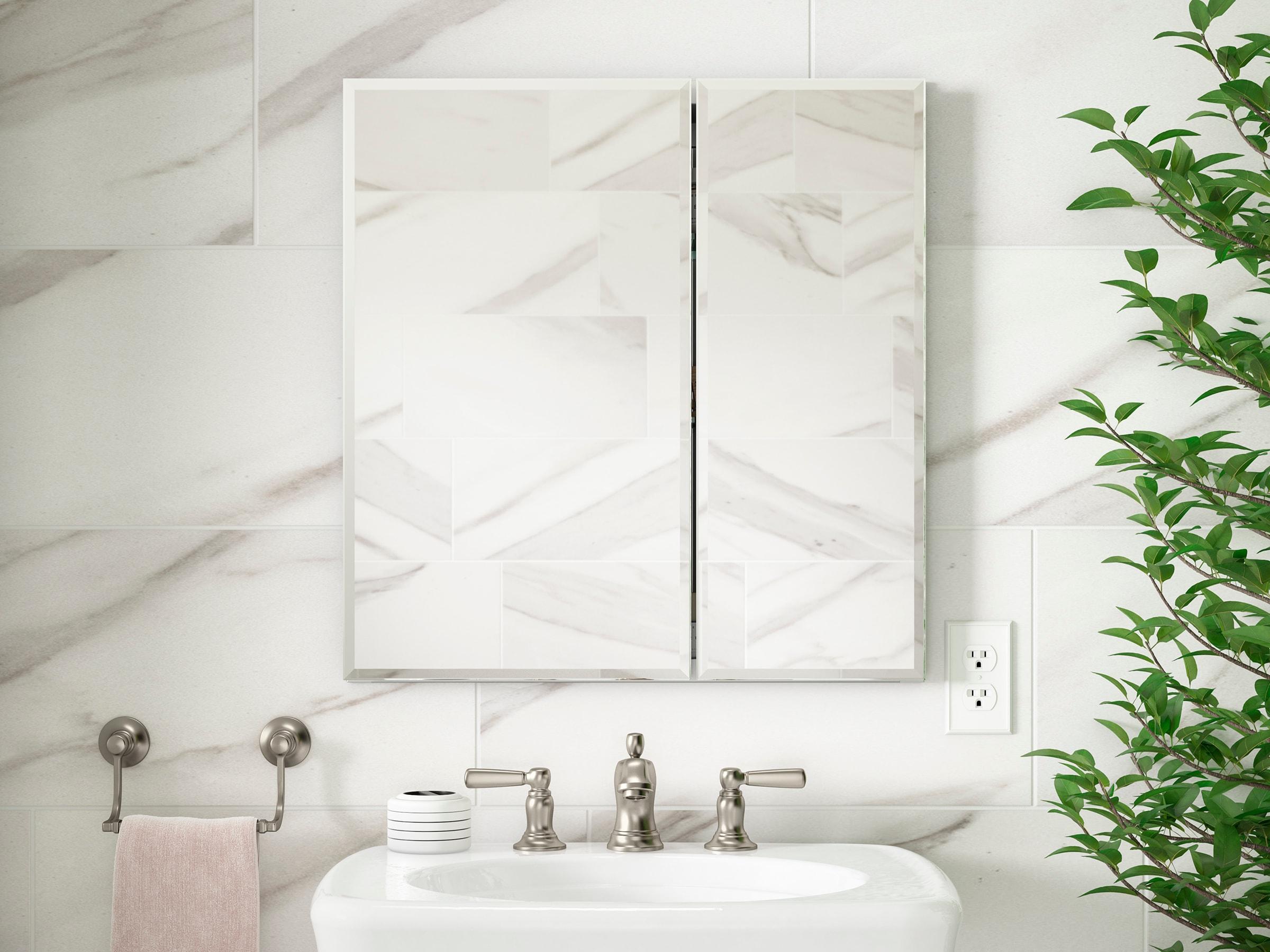 CLC Aluminum Two-Door Medicine Cabinet With Mirrored Doors, Beveled Edges