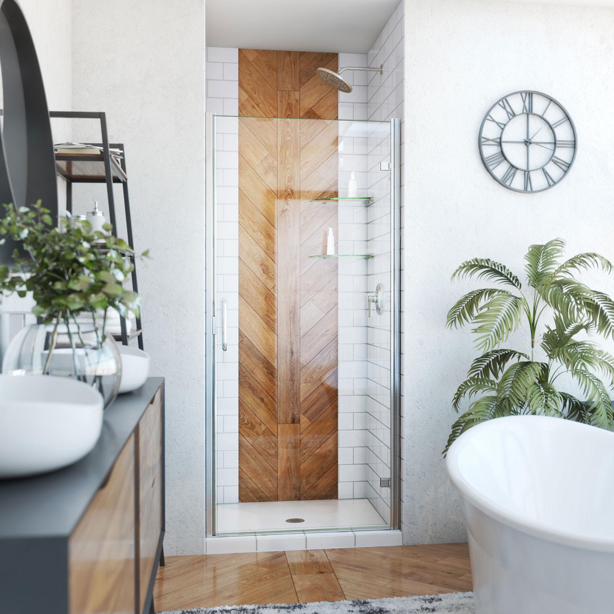 31" - 30" W x 72.62" H Pivot Semi-Frameless Shower Door