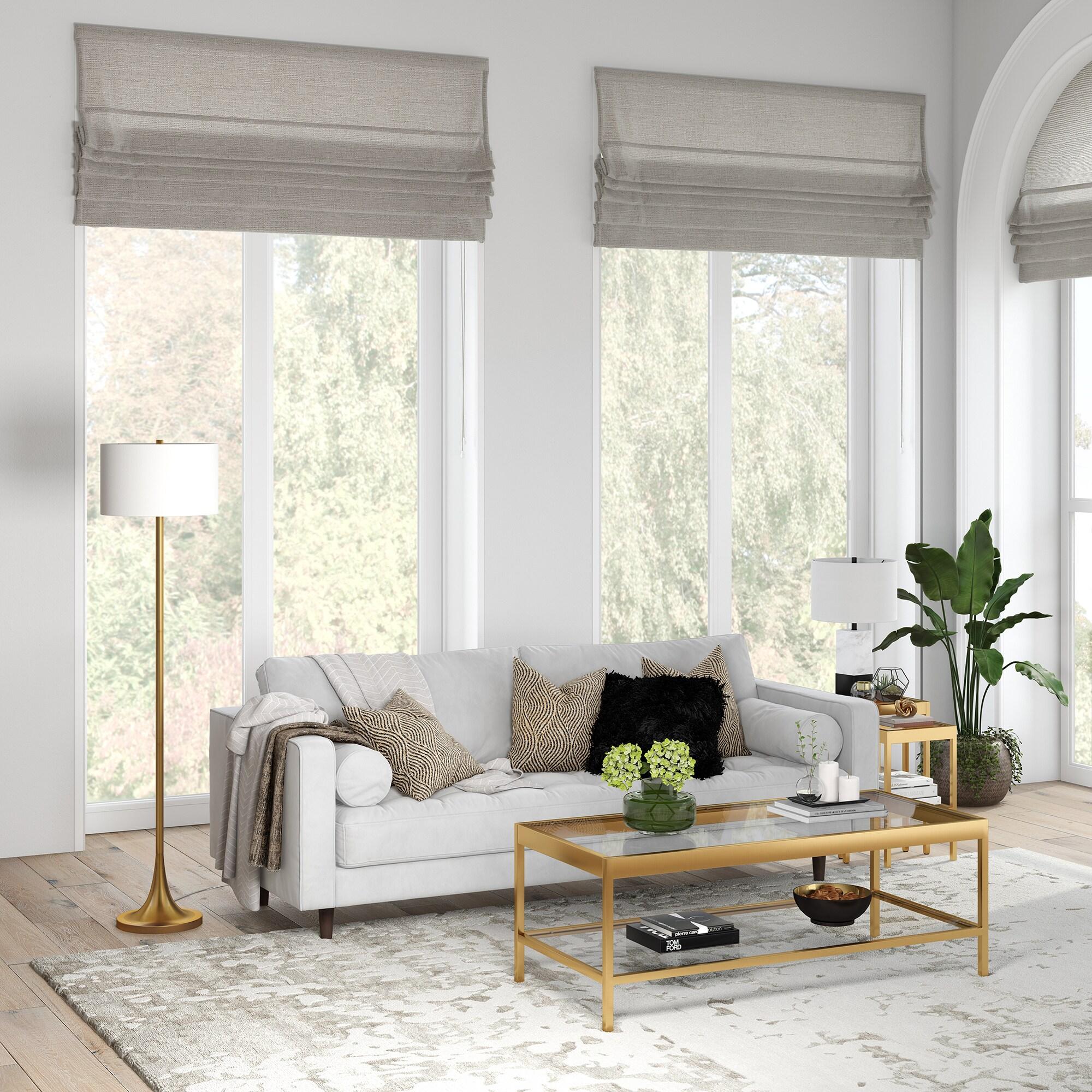 Evelyn&Zoe Josephine 62" Tall Floor Lamp with Fabric Shade, Brass/White