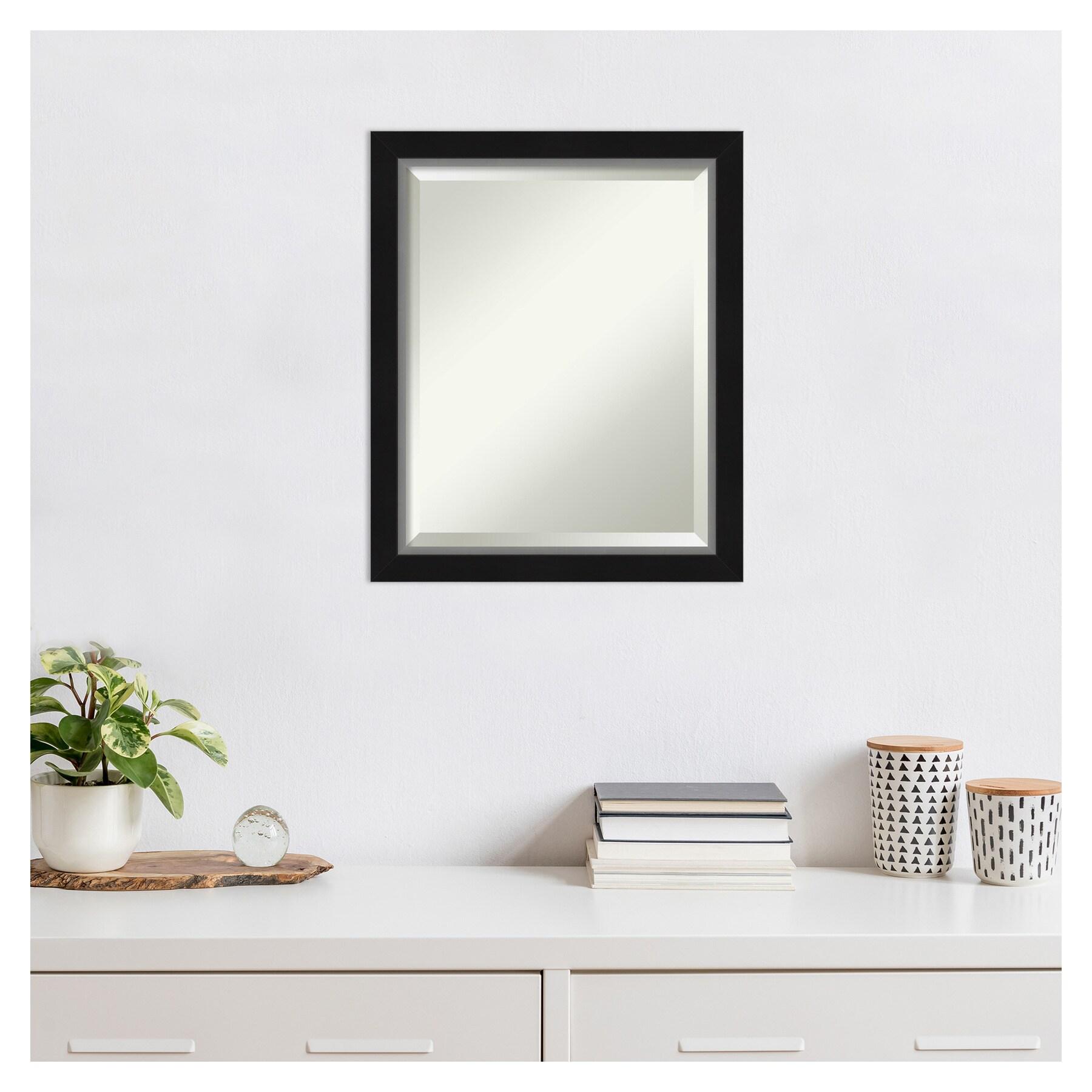 Amanti Art Eva Black Silver Narrow Framed Wall Mirror - 19.12 x 23.12 in