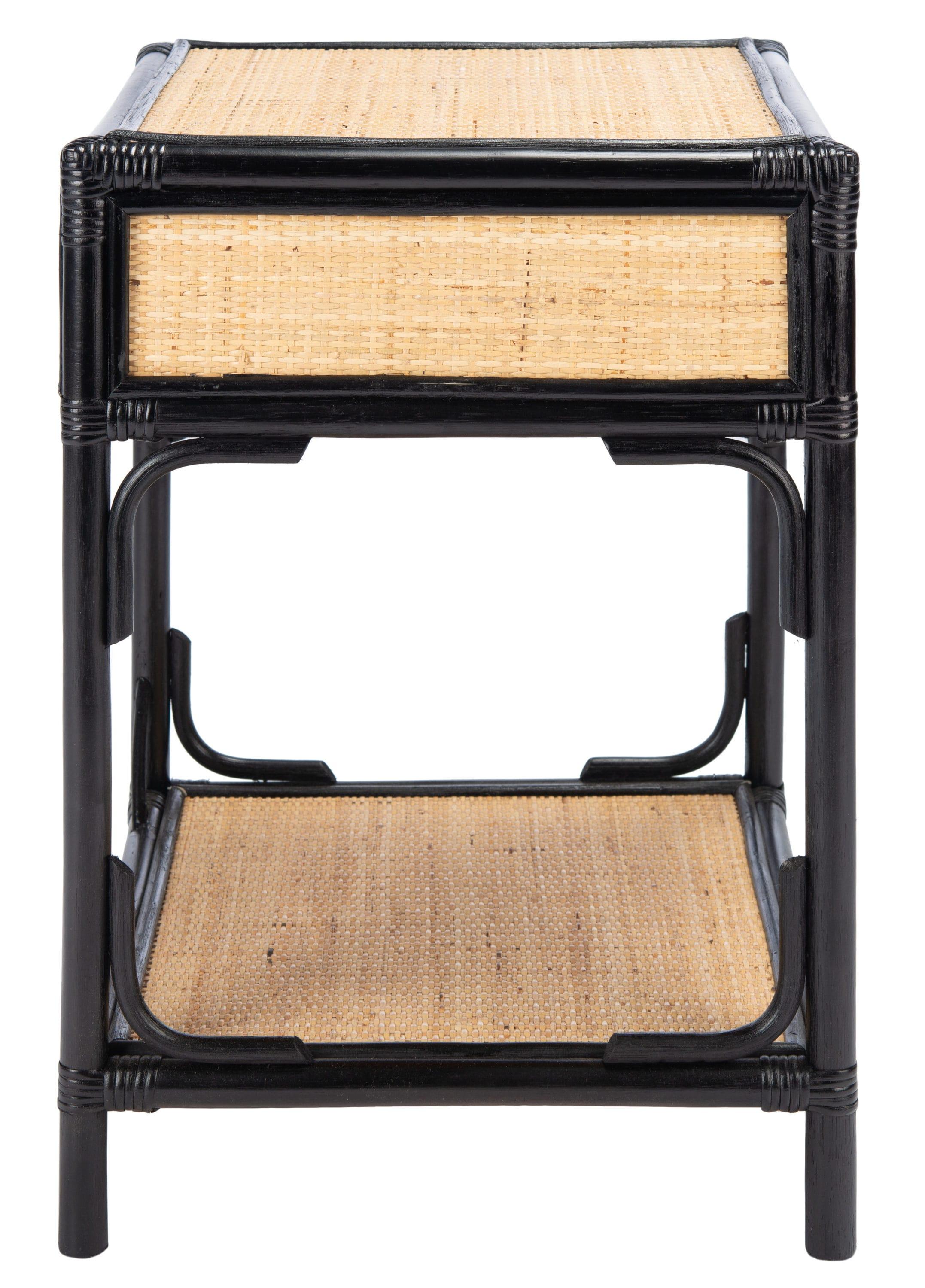 Roya 1 Drawer 1 Shelf Nightstand - NST4005 - Black/Natural - Safavieh