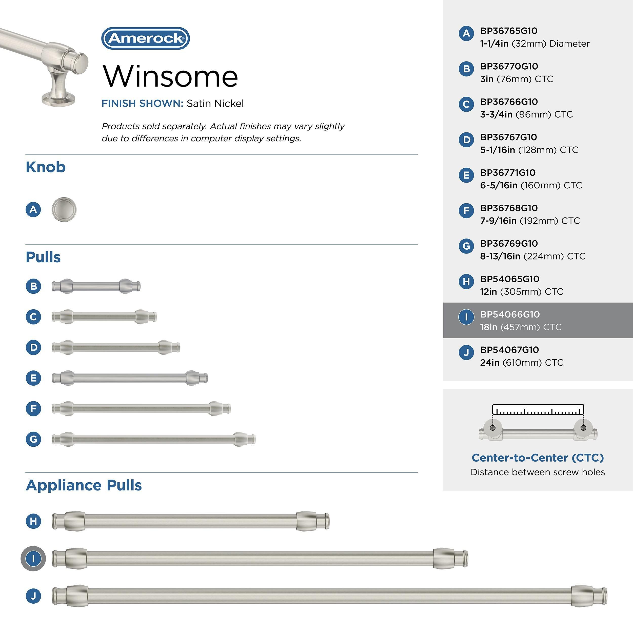 Amerock Winsome 18 inch (457mm) Center-to-Center Satin Nickel Appliance Pull