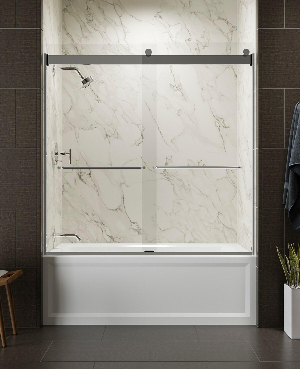 Levity 59.63" x 59.75" Bypass Bath Door with CleanCoat® Technology
