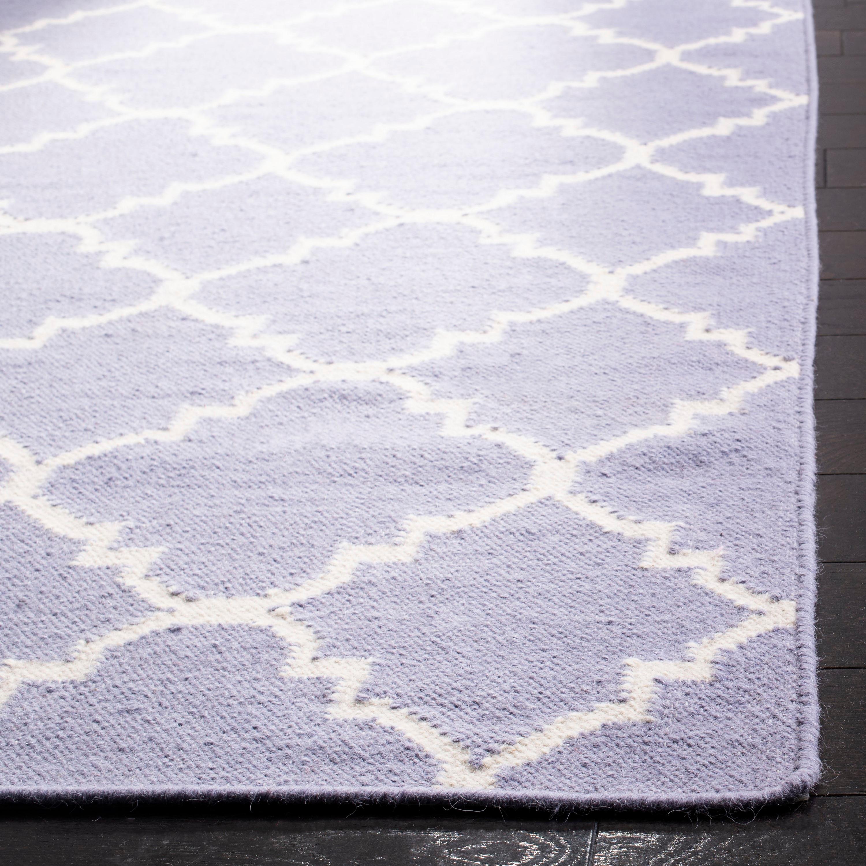 SAFAVIEH Dhurries Brad Geometric Runner Rug, Purple/Ivory, 2'6" x 8'