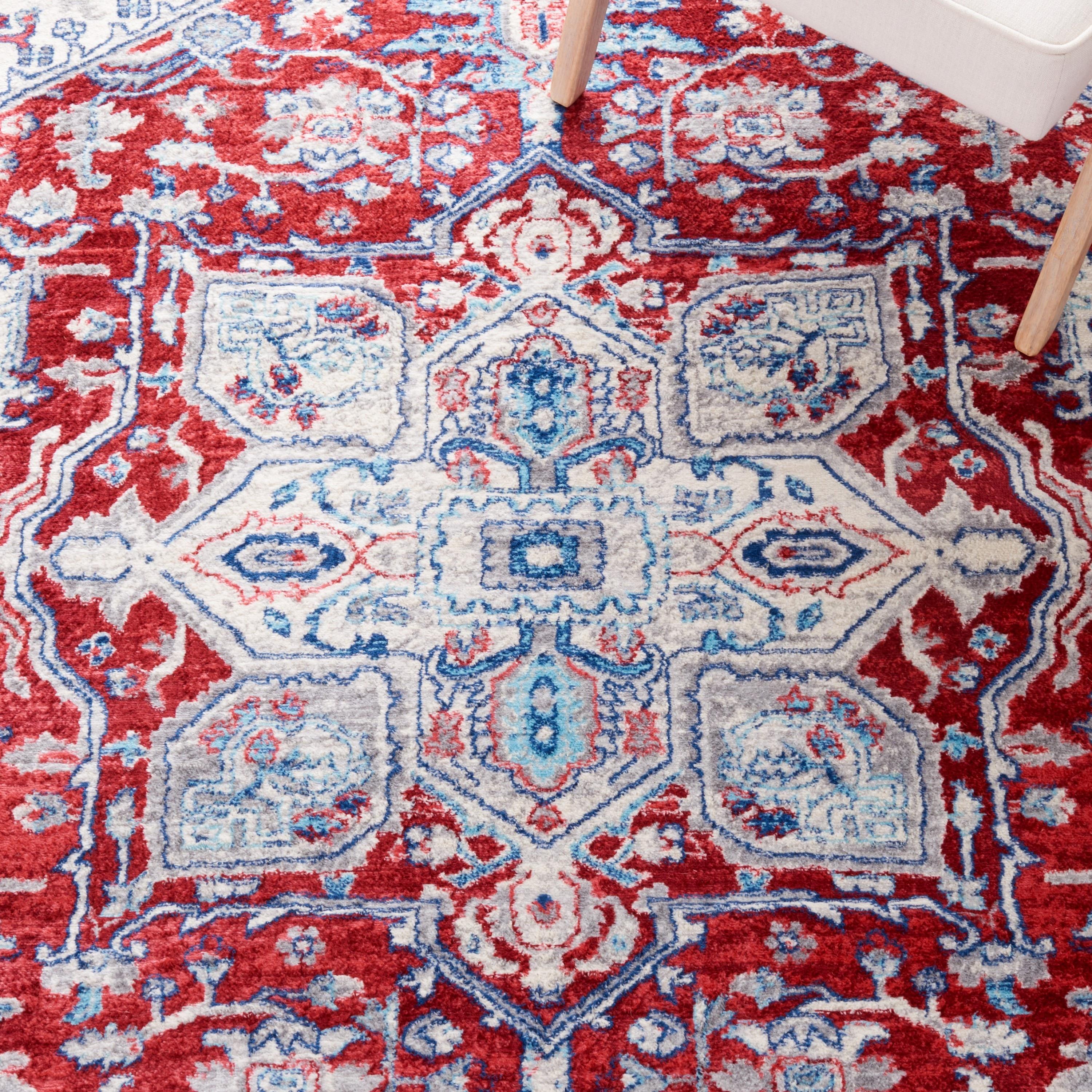 SAFAVIEH Brentwood Cedric Traditional Area Rug, 5'3" x 7'6", Red/Ivory
