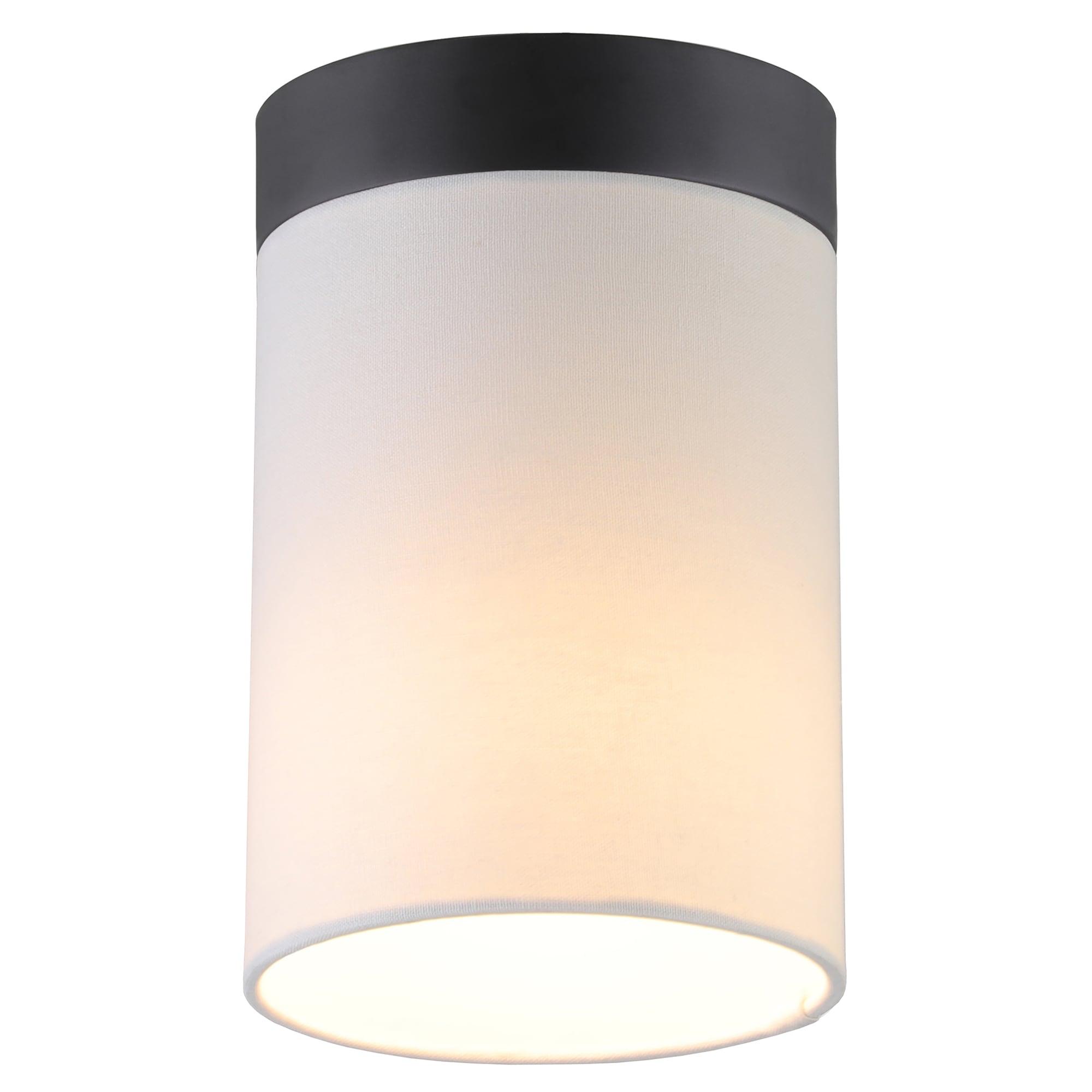 Evelyn&Zoe 6" Blackened Bronze Metal/Fabric Semi Flush Mount