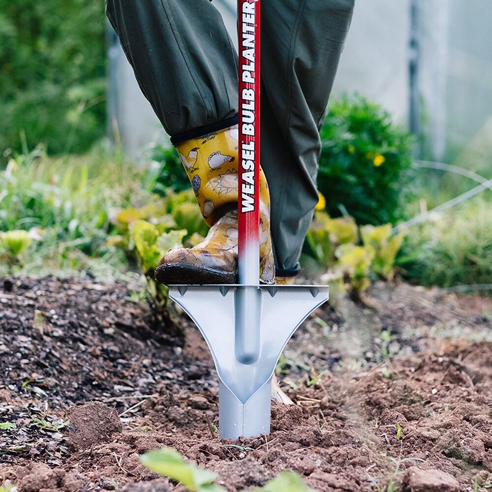 Red and Silver Carbon Steel Long Handle Bulb Planter
