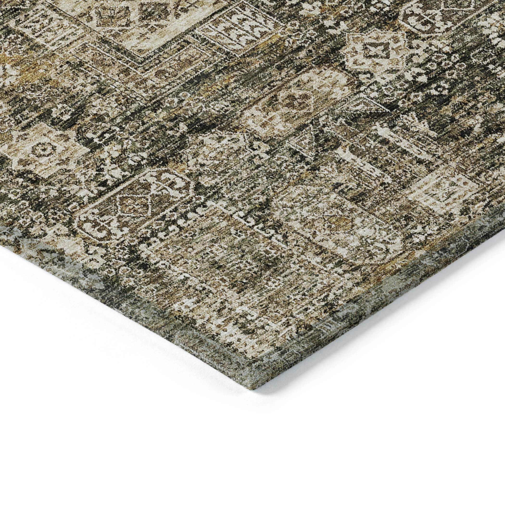 Coffee Flat Woven Synthetic Rectangular Washable Rug