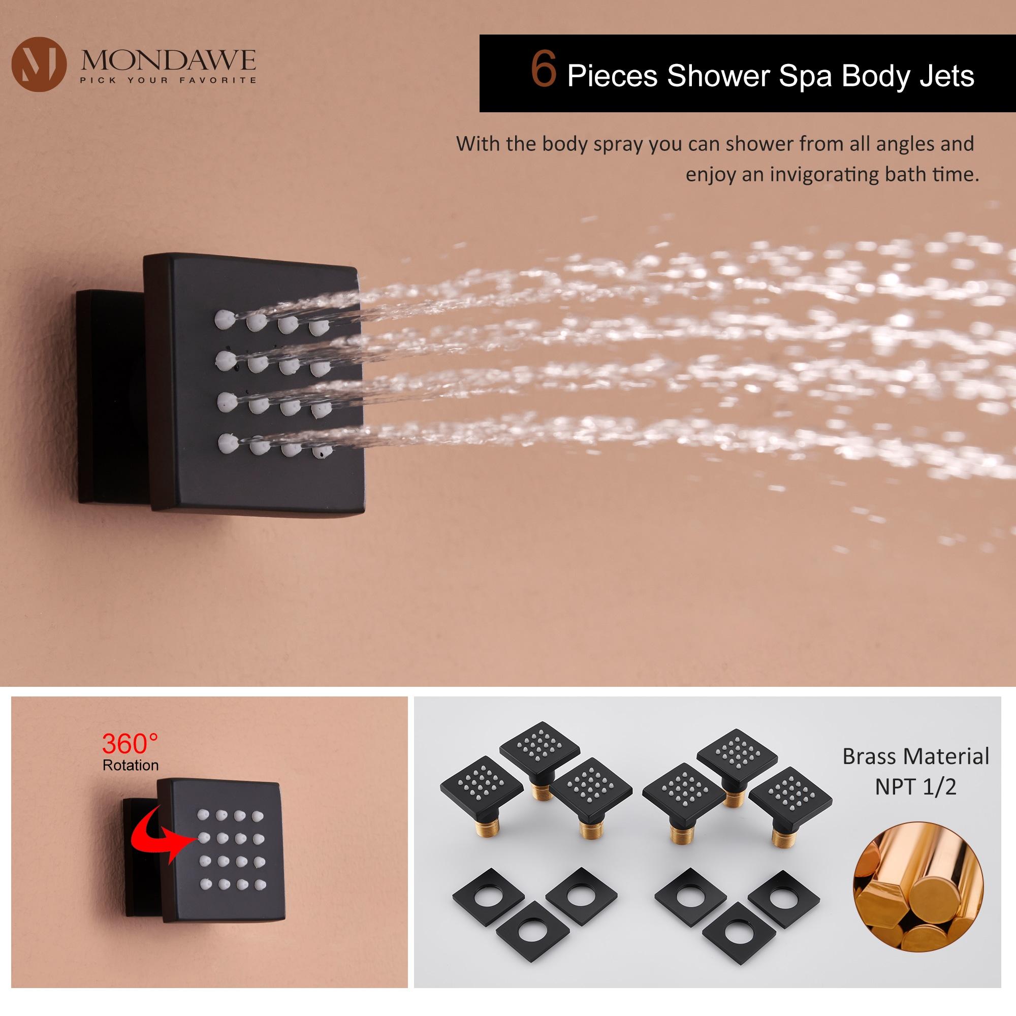Herathena 3 Functions Ceiling Mounted Luxury Shower System with 6 Body Jets (Rough-in Valve Included)