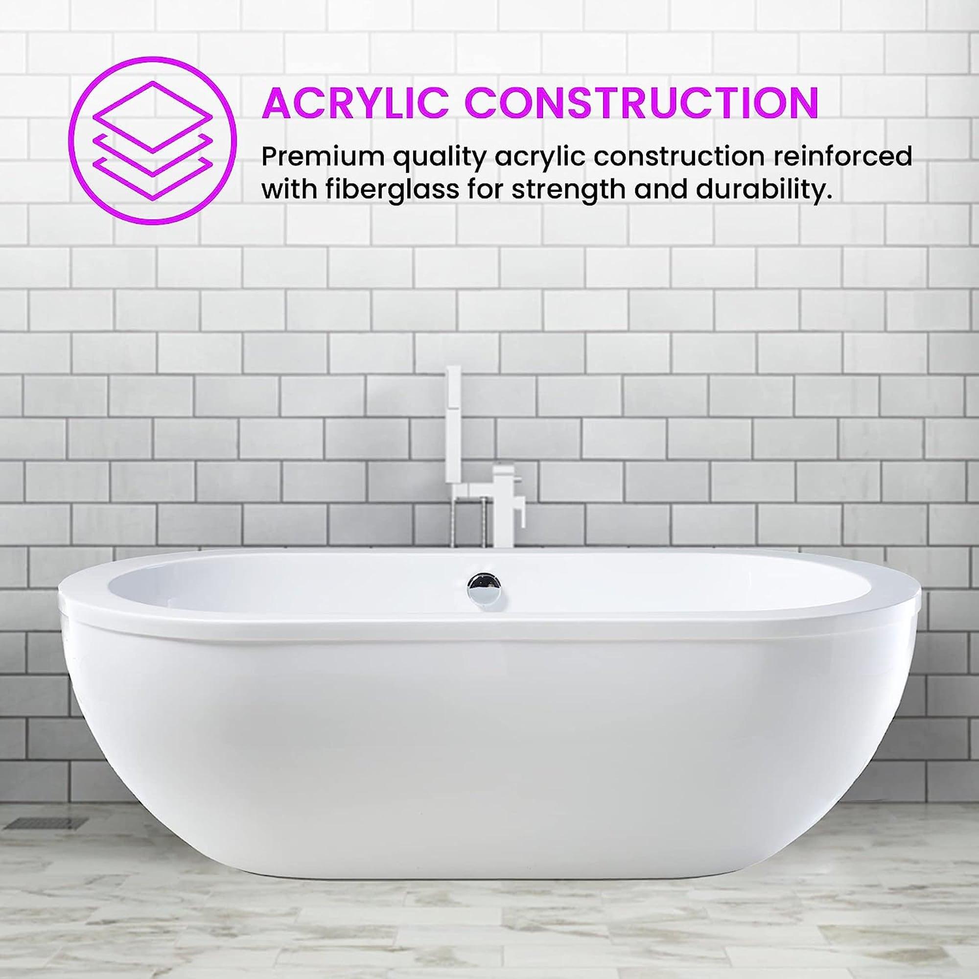71" x 34" Freestanding Soaking Bathtub