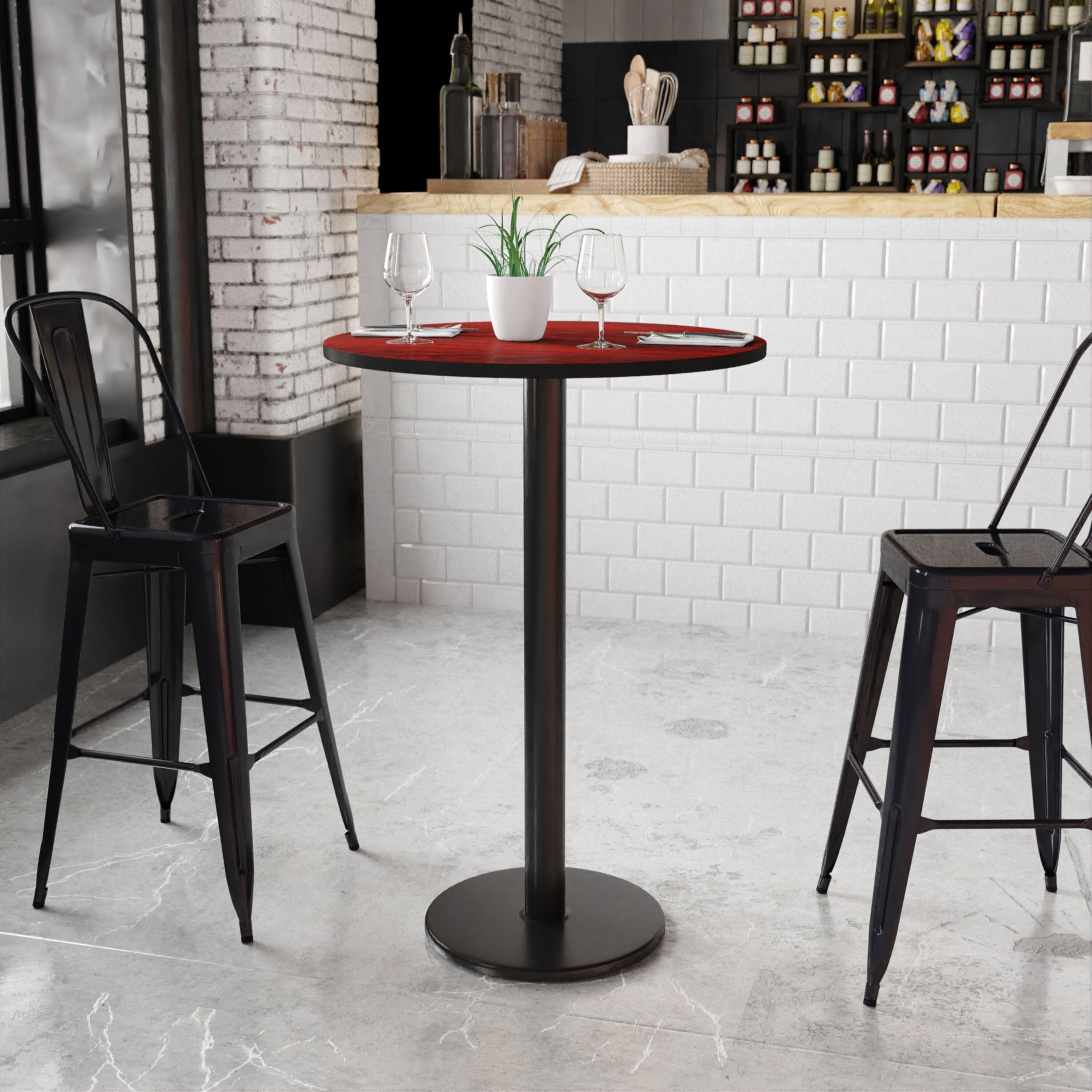 Flash Furniture Carrus 24'' Round Laminate Table Top with 18'' Round Bar Height Table Base