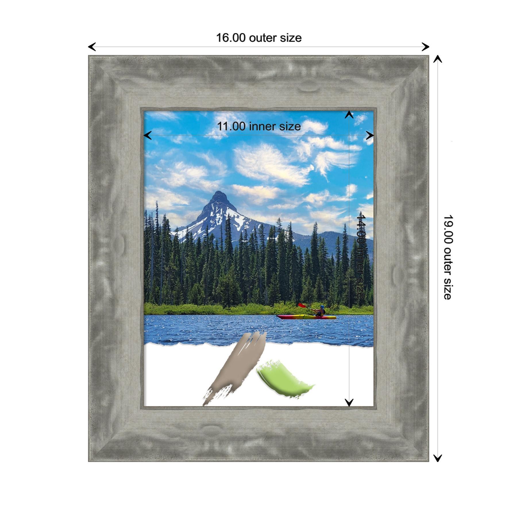 Amanti Art Waveline Silver Narrow Picture Frame Opening Size 11x14 in.