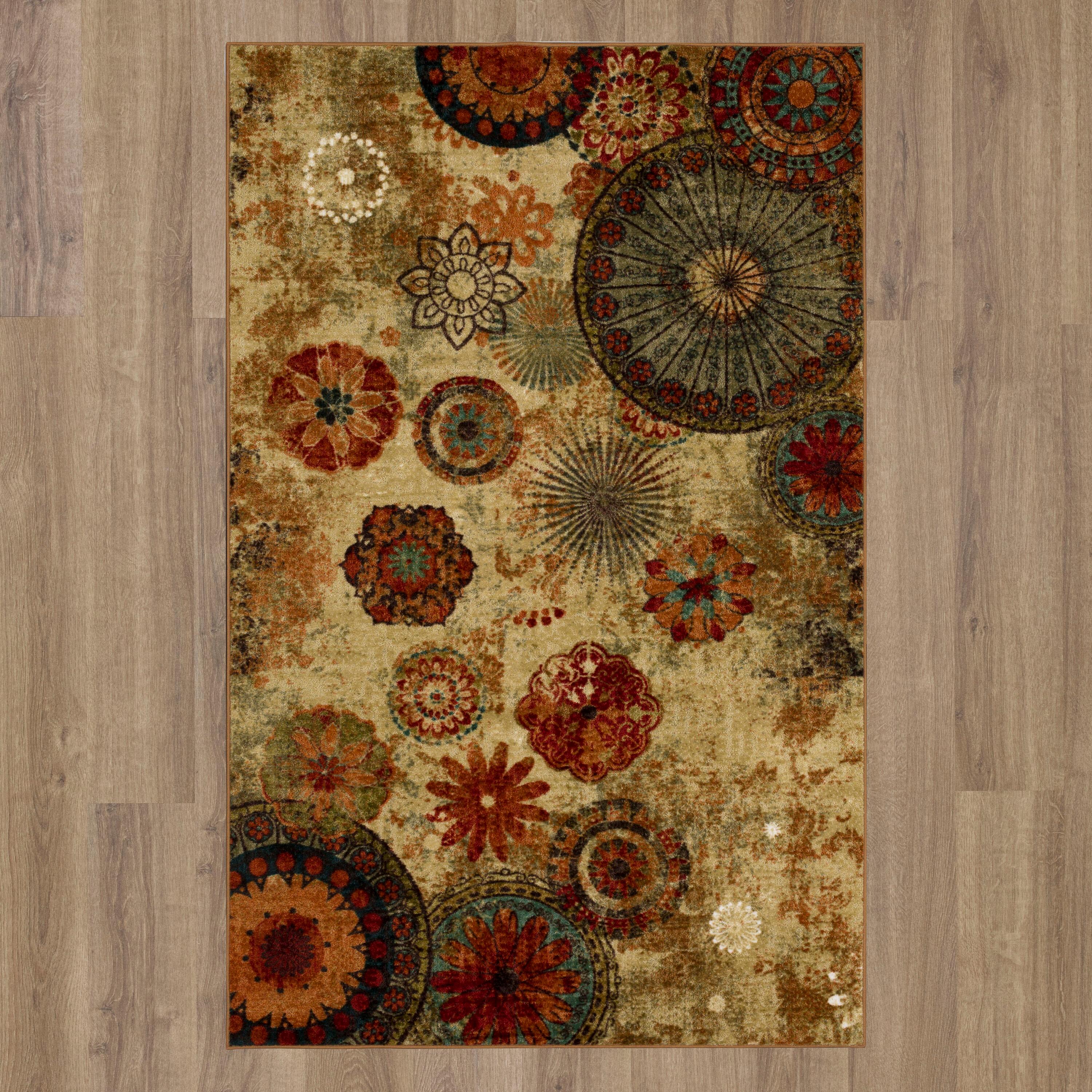 Caravan Blue Medallion Easy-Care Synthetic Rectangular Rug