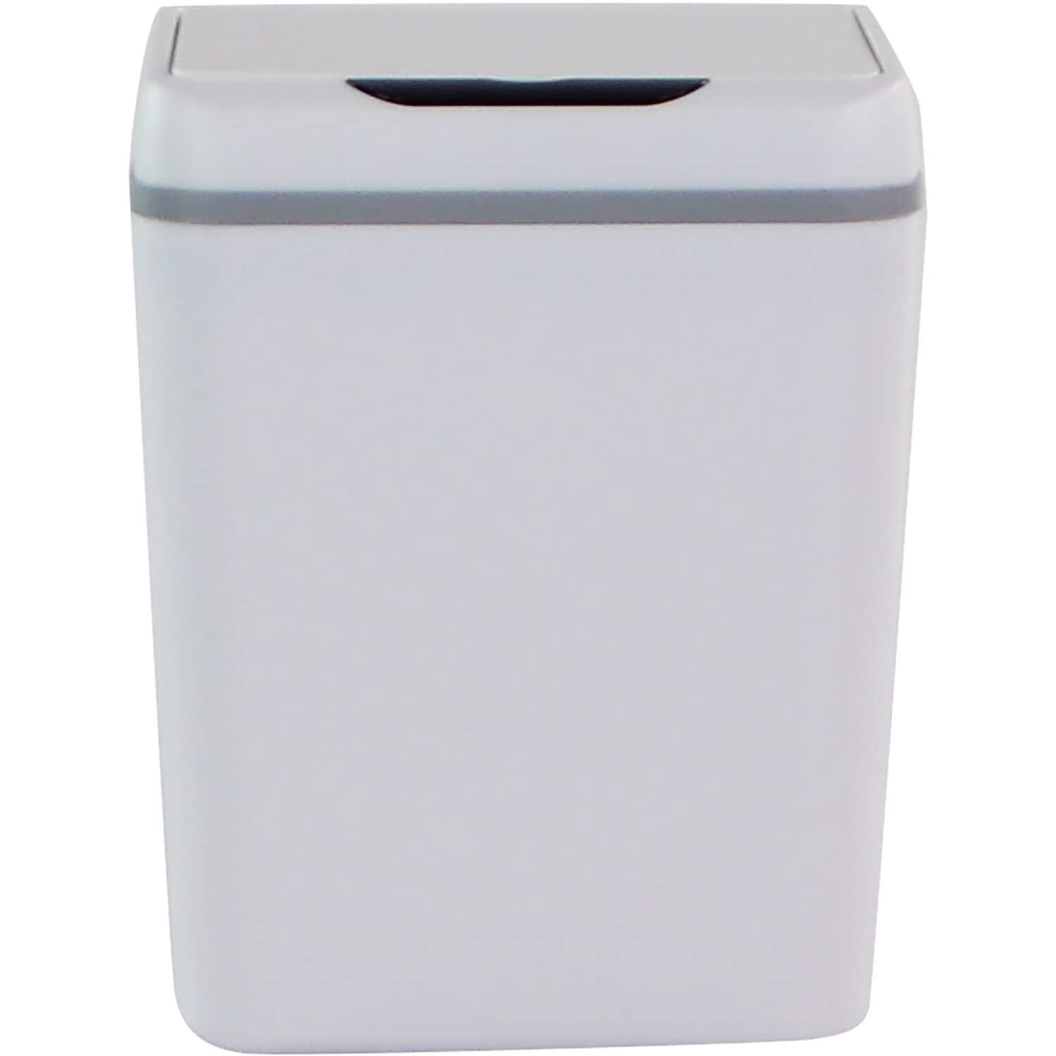 White Plastic Touchless Motion Sensor Trash Can, 2.3 Gallons