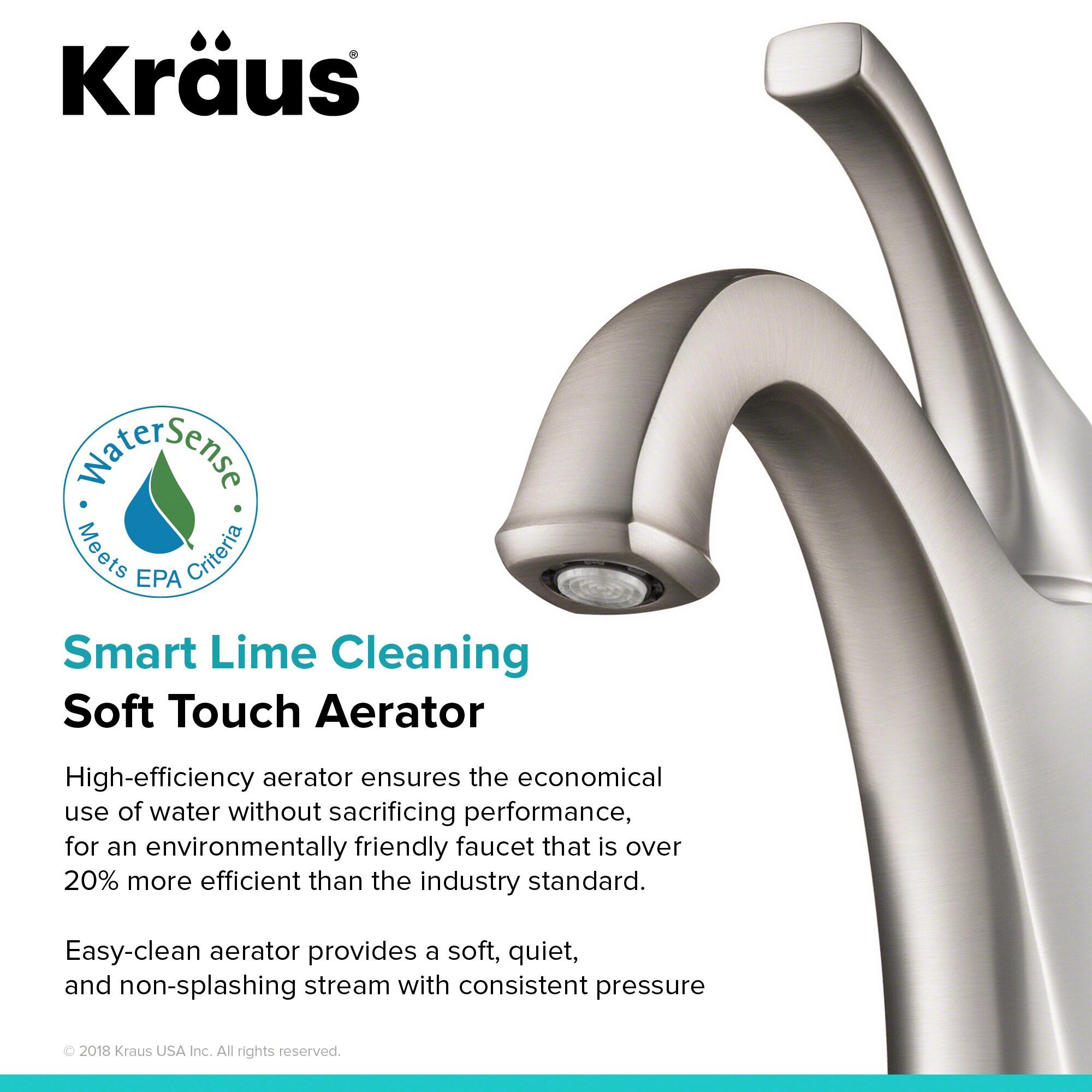 Kraus Arlo Single Hole 1-Handle WaterSense Bathroom Sink Faucet with Drain and Deck Plate