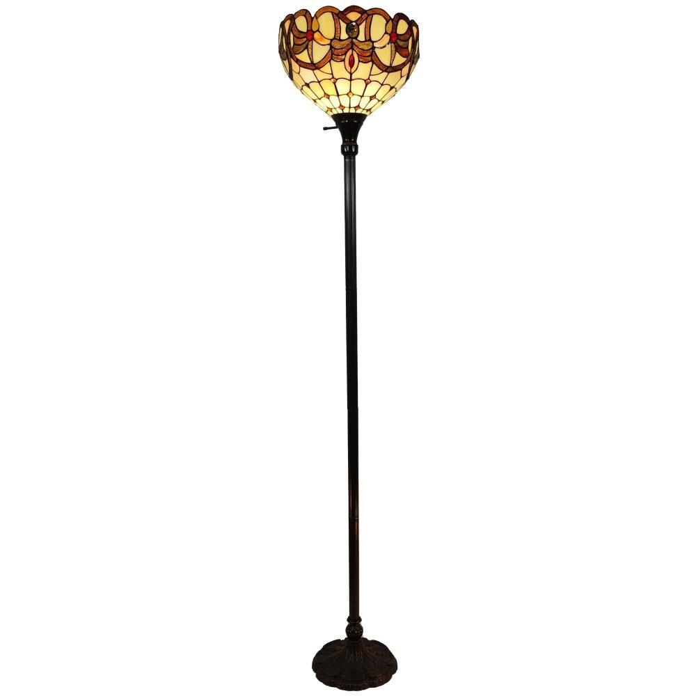 Amora Lighting Tiffany Style Torchiere Floor Lamp 72" Tall