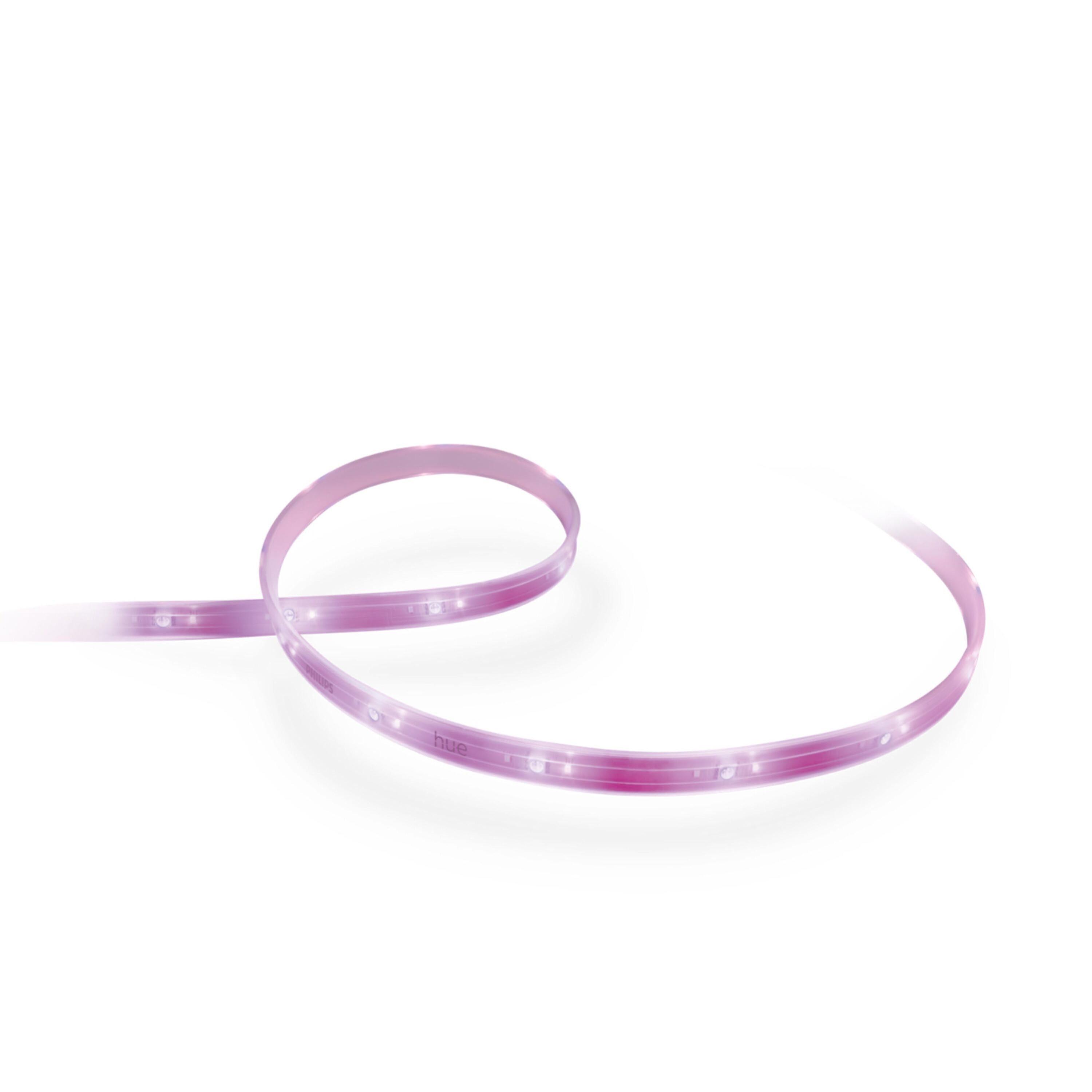 Philips Hue White and Color Ambiance Bluetooth Enabled Lightstrip Base Kit: LED, Indoor, Multicolored, Electric, 80" Length
