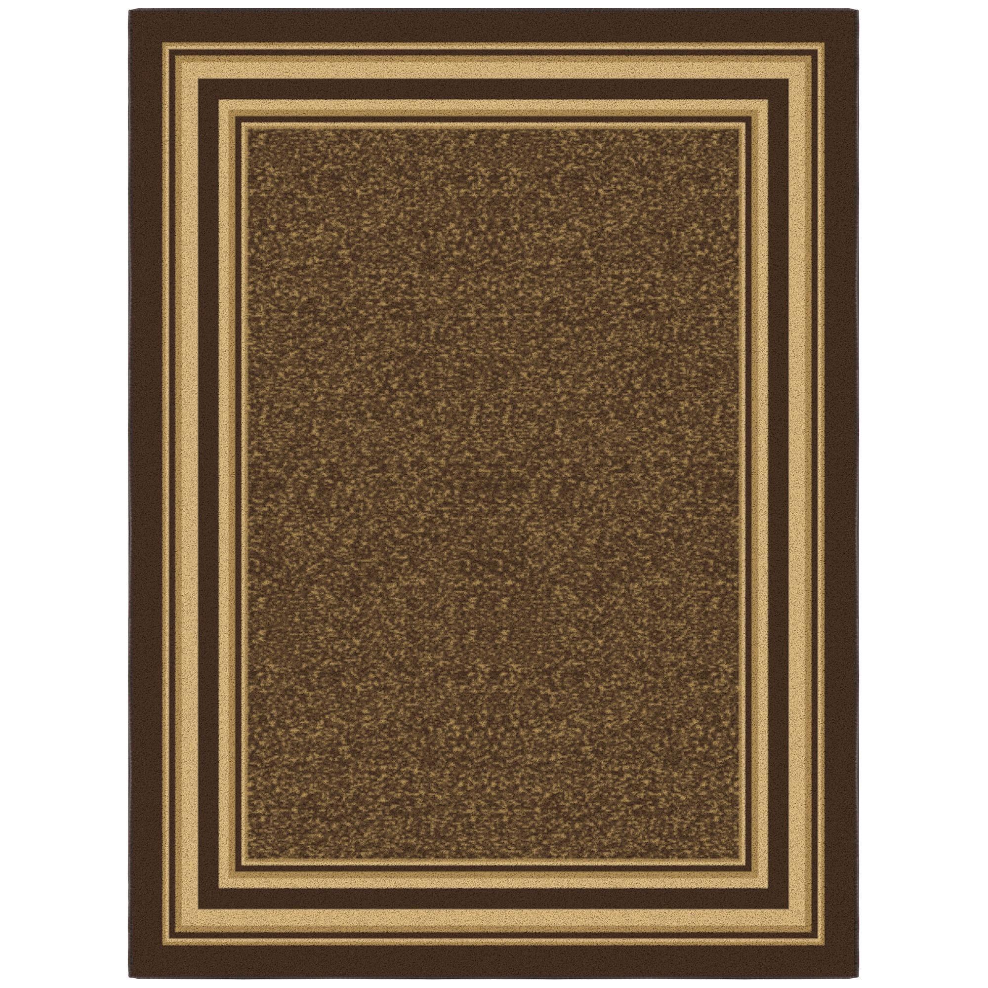 Ottomanson Machine Washable Non-Slip Rubberback Bordered 5x7 Indoor Area Rug, 5' x 6'6", Dark Brown