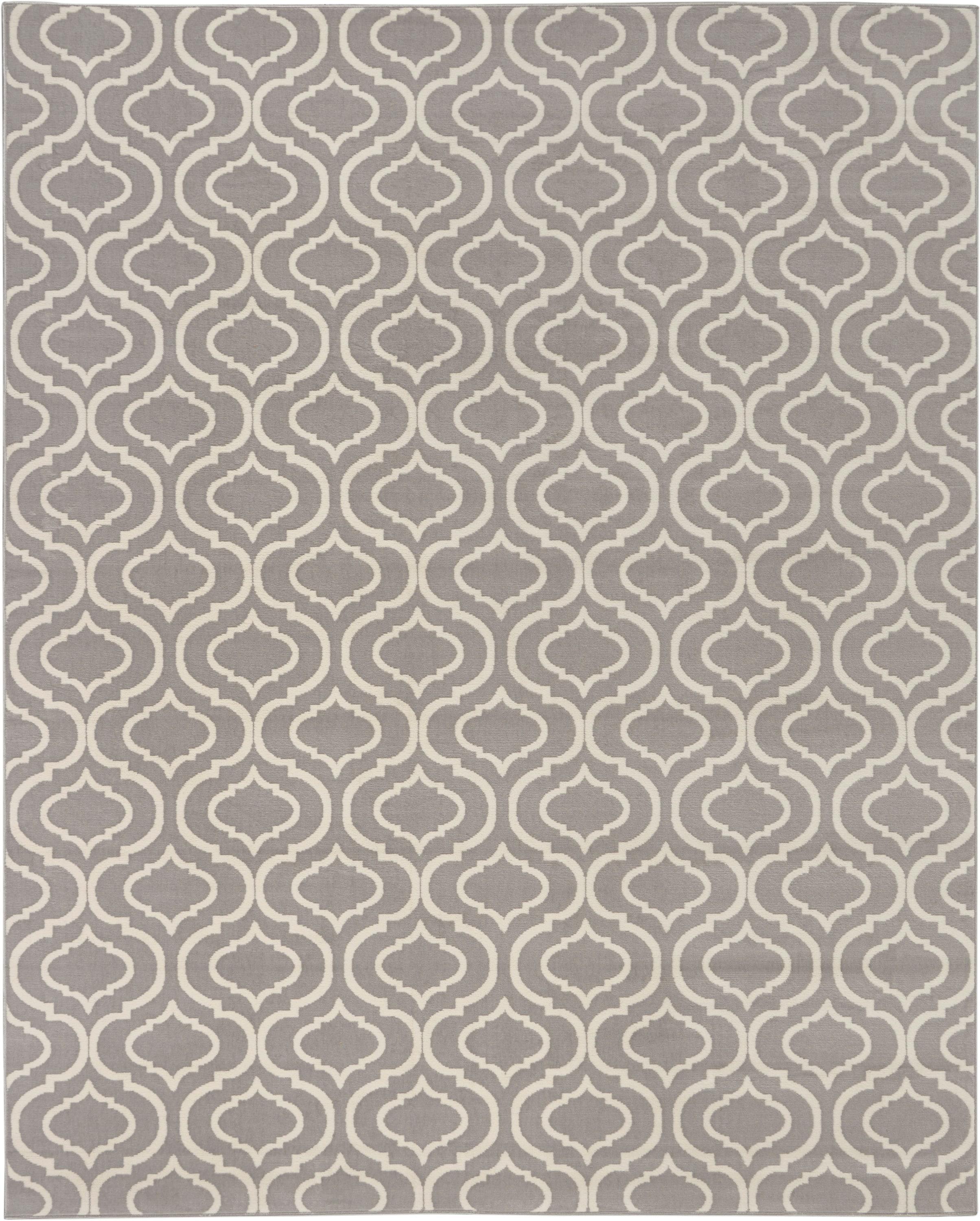 Nourison Jubilant 7 x 10 (ft) Loomed Polypropylene Grey Rectangular Indoor Abstract Area rug