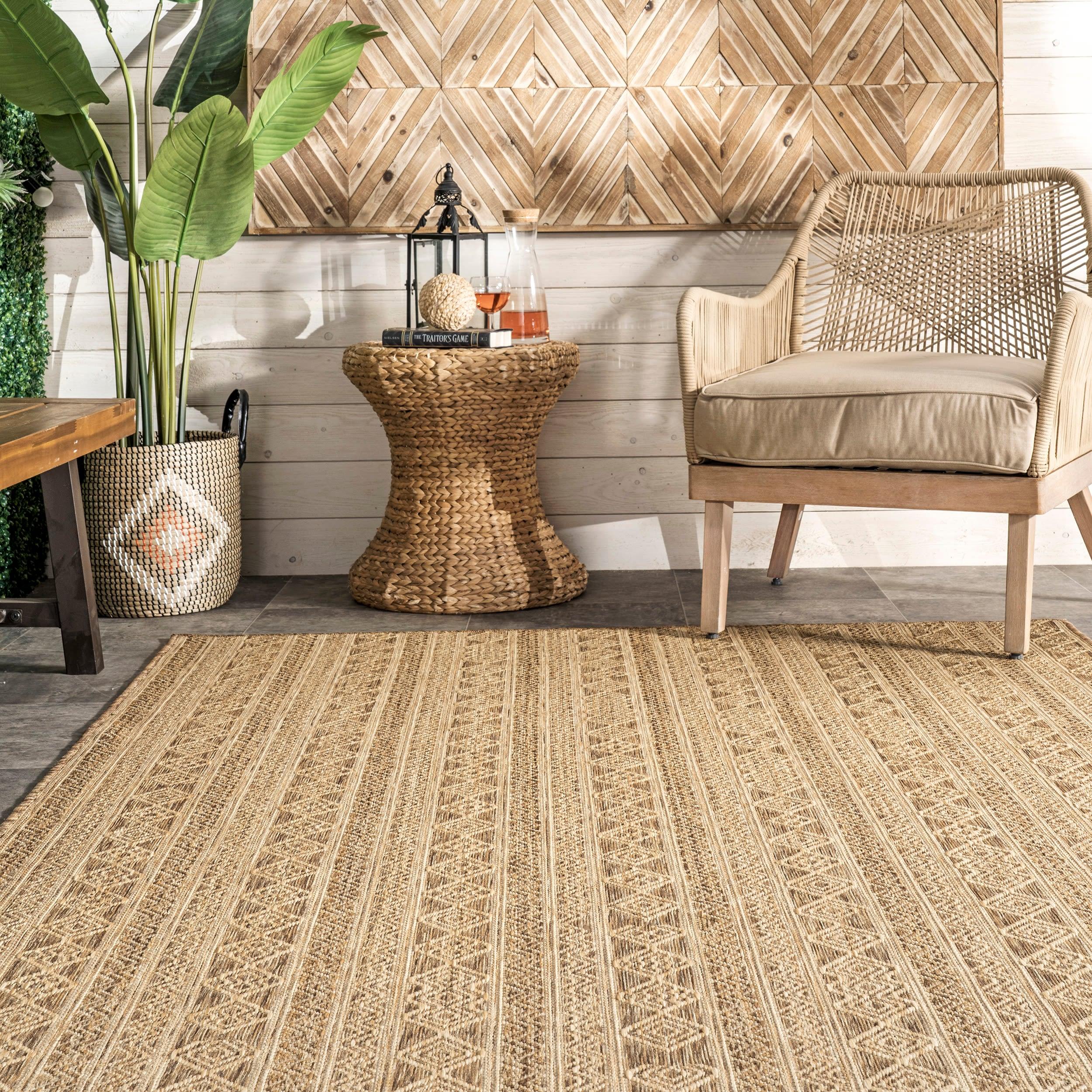 Devon Geometric Striped Indoor and Outdoor Area Rug - nuLOOM