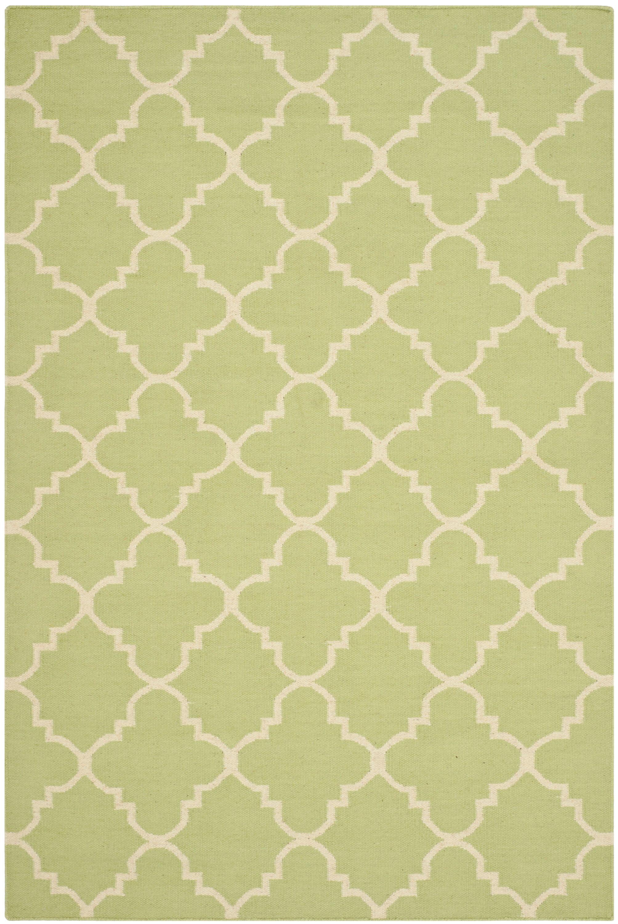 Safavieh Dhurries Malina 4 x 6 (ft) Wool Light Green/Ivory Rectangular Indoor Trellis Coastal Area rug
