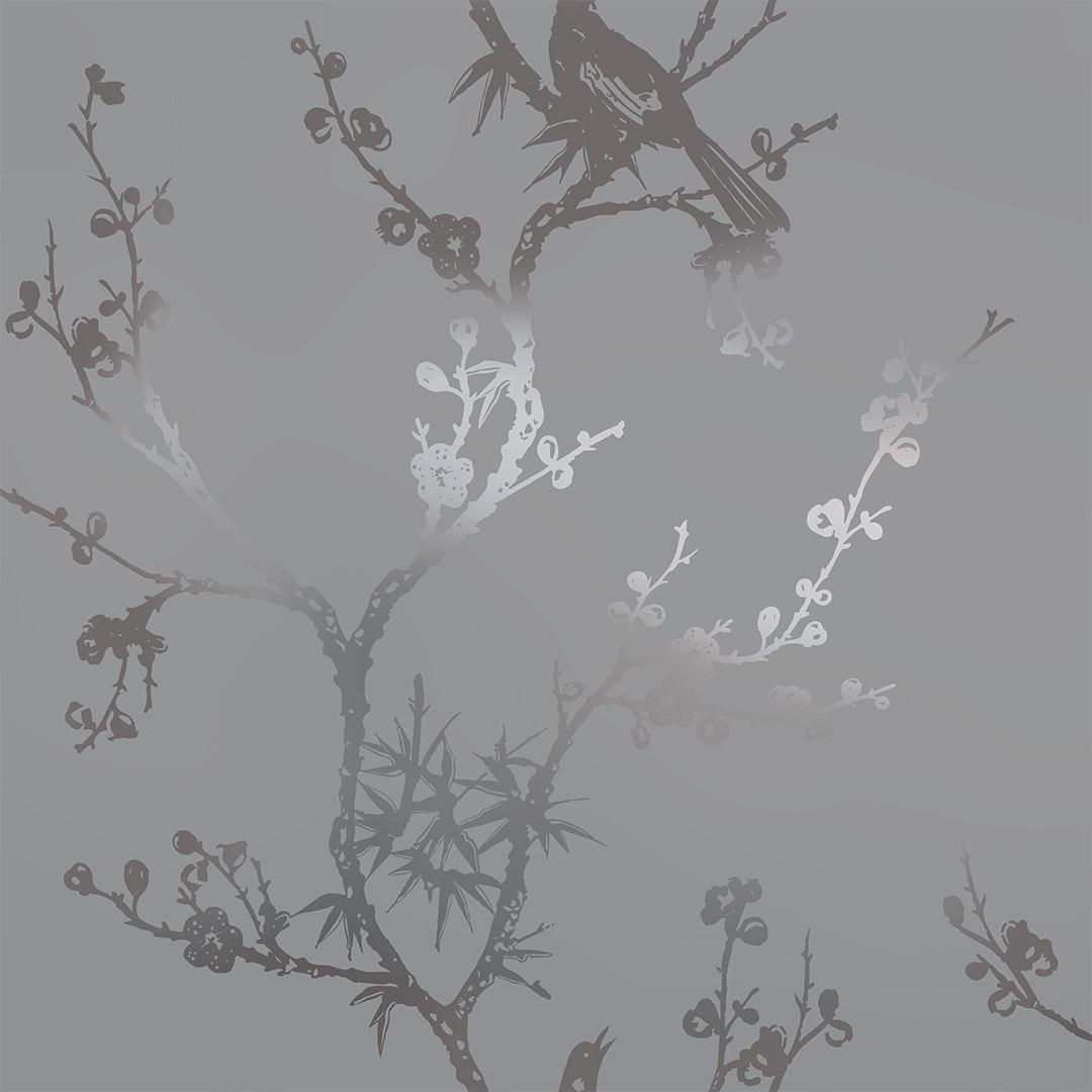 Tempaper & Co.® x Cynthia Rowley Bird Watching Removable Peel and Stick Wallpaper, Dove Gray, 56 sq ft: Vinyl, Self-Adhesive, Botanical