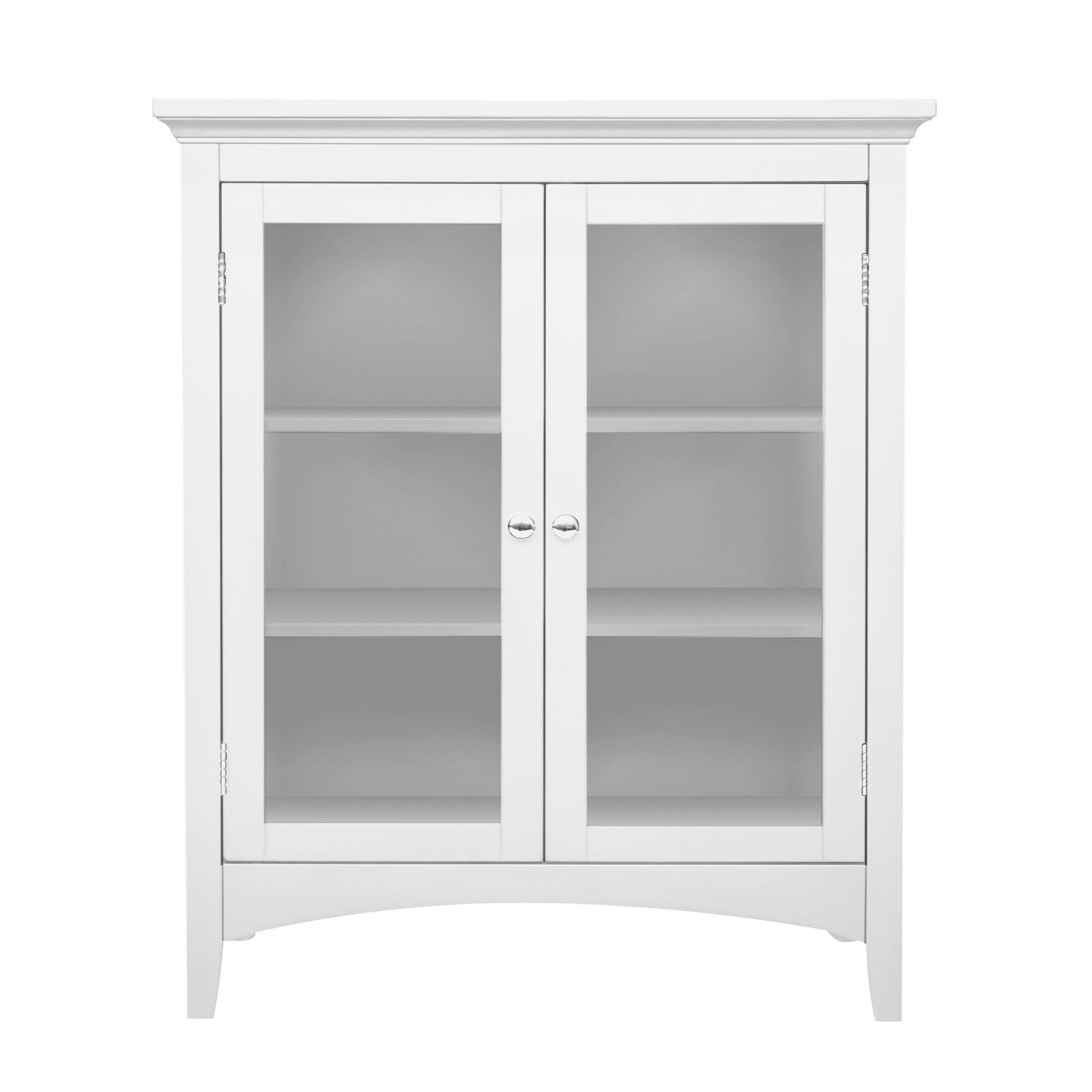 Teamson Home Madison Freestanding Two-Door Floor Accent Cabinet with Tempered Glass Panels, White