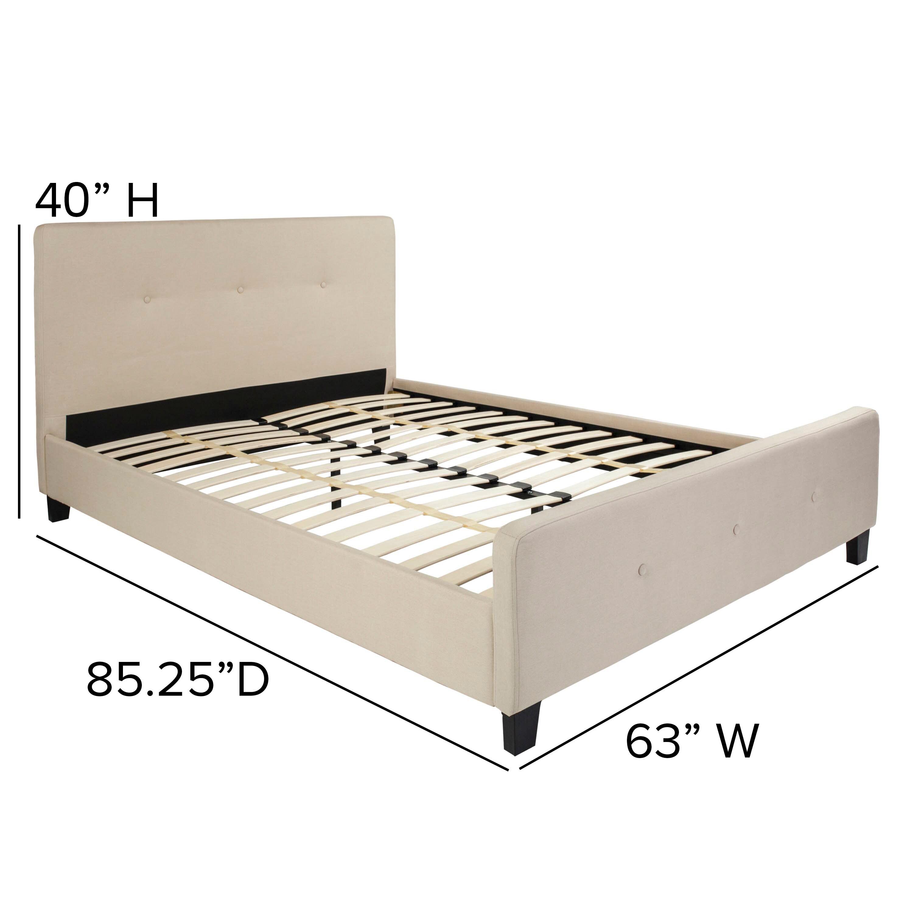 Flash Furniture Tribeca Queen Size Tufted Upholstered Platform Bed in Beige Fabric