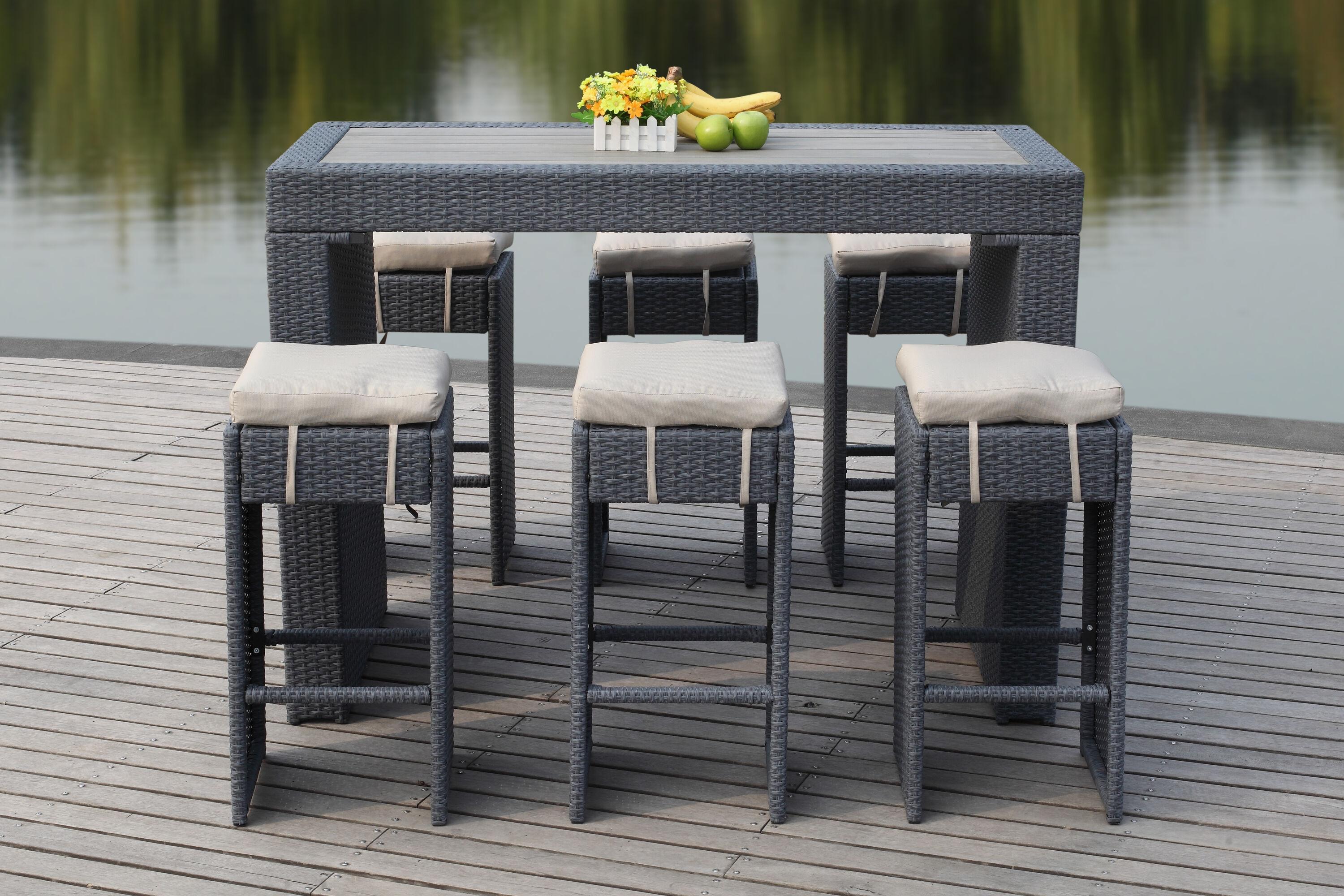 Sanders Bar Set - Indoor/Outdoor - PAT2502 - Titanium/Sand - Safavieh