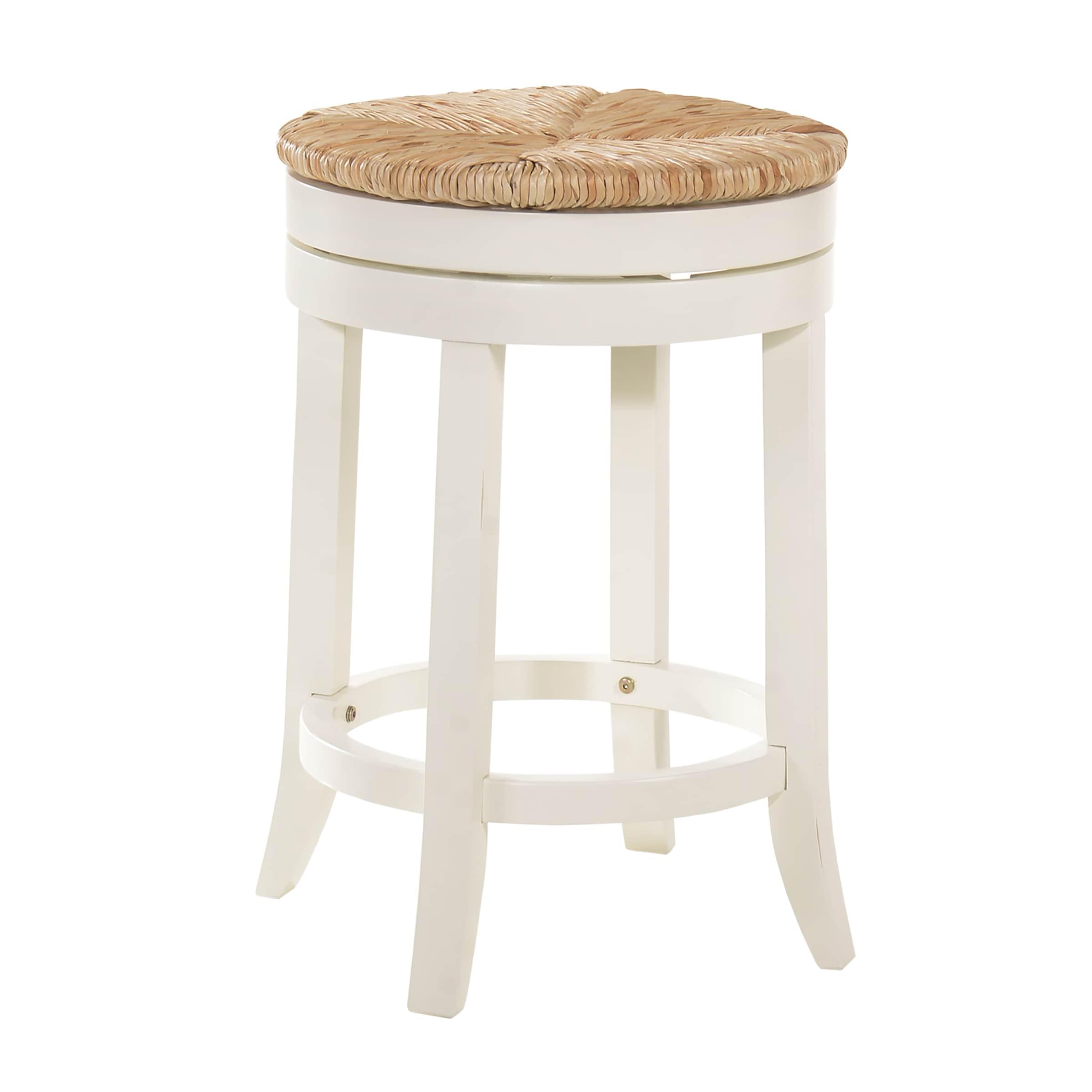 Carolina Classics Irving  24" Swivel Rush Seat Counter Stool in Antique White