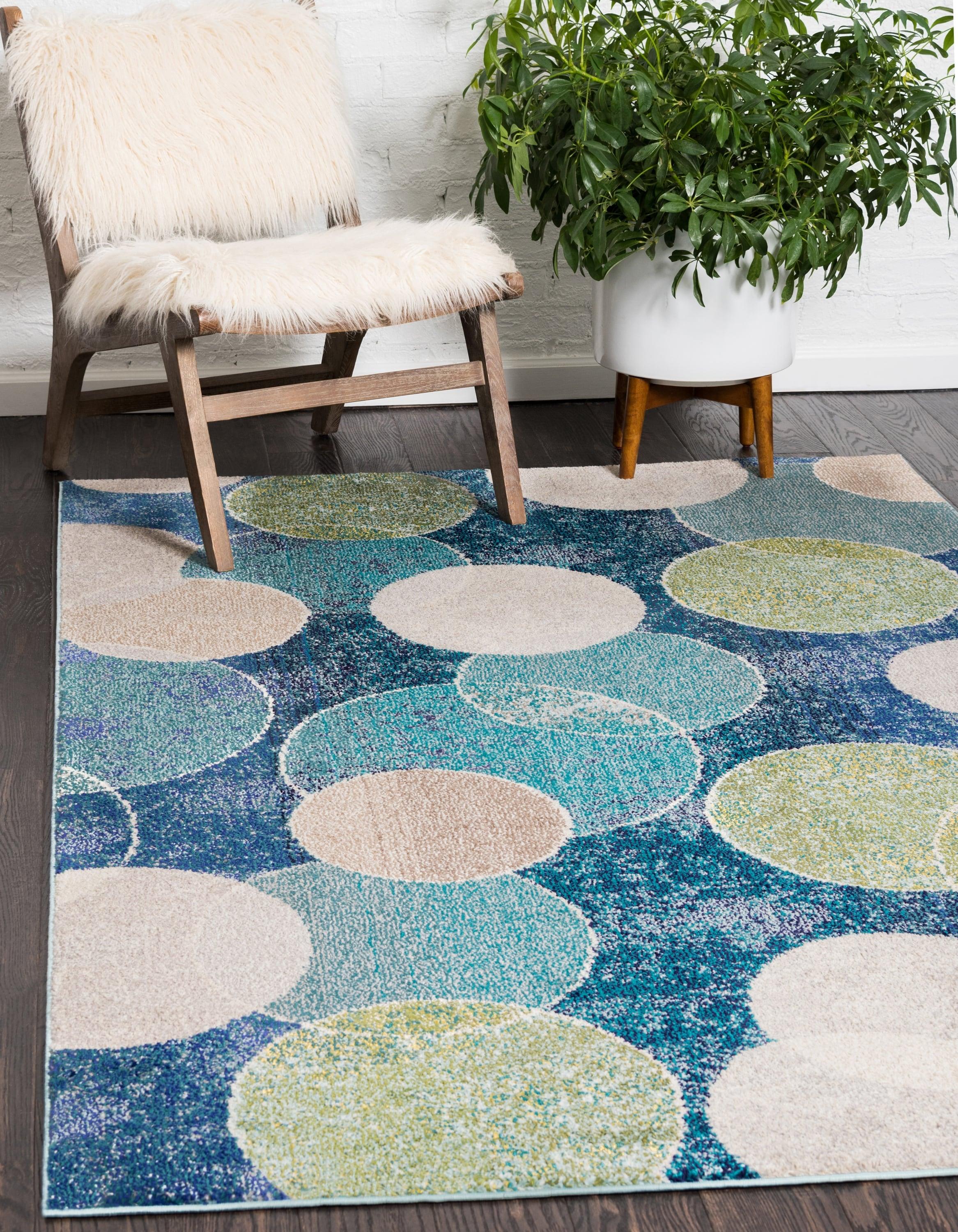 Unique Loom 4' 1 x 6' 1 Navy Blue Chromatic Seaside Area Rug