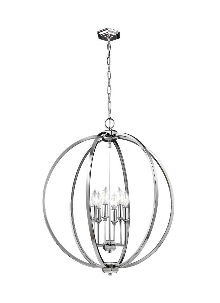 Corinne 6-Light Polished Nickel Hanging Pendant