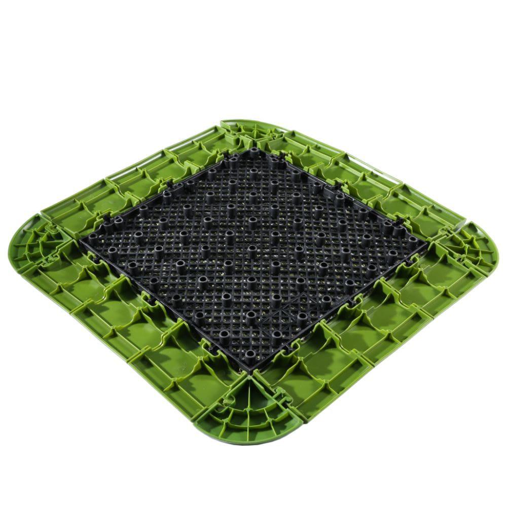 Courtyard 12" x 3" Plastic Interlocking Deck Tile Kit in Green