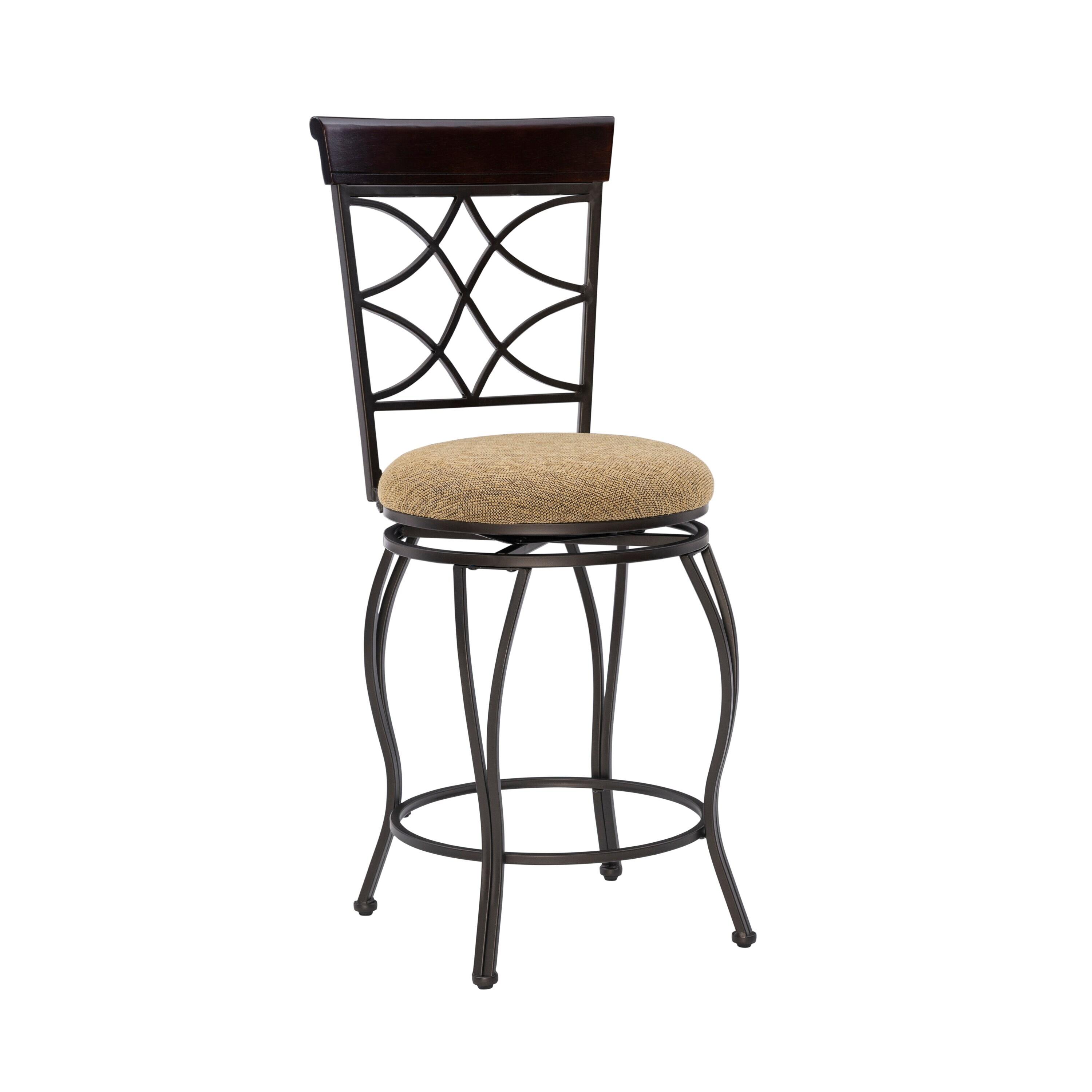 Linon Curves Counter Bar Stool, Metallic Brown, 24 inches Seat Height