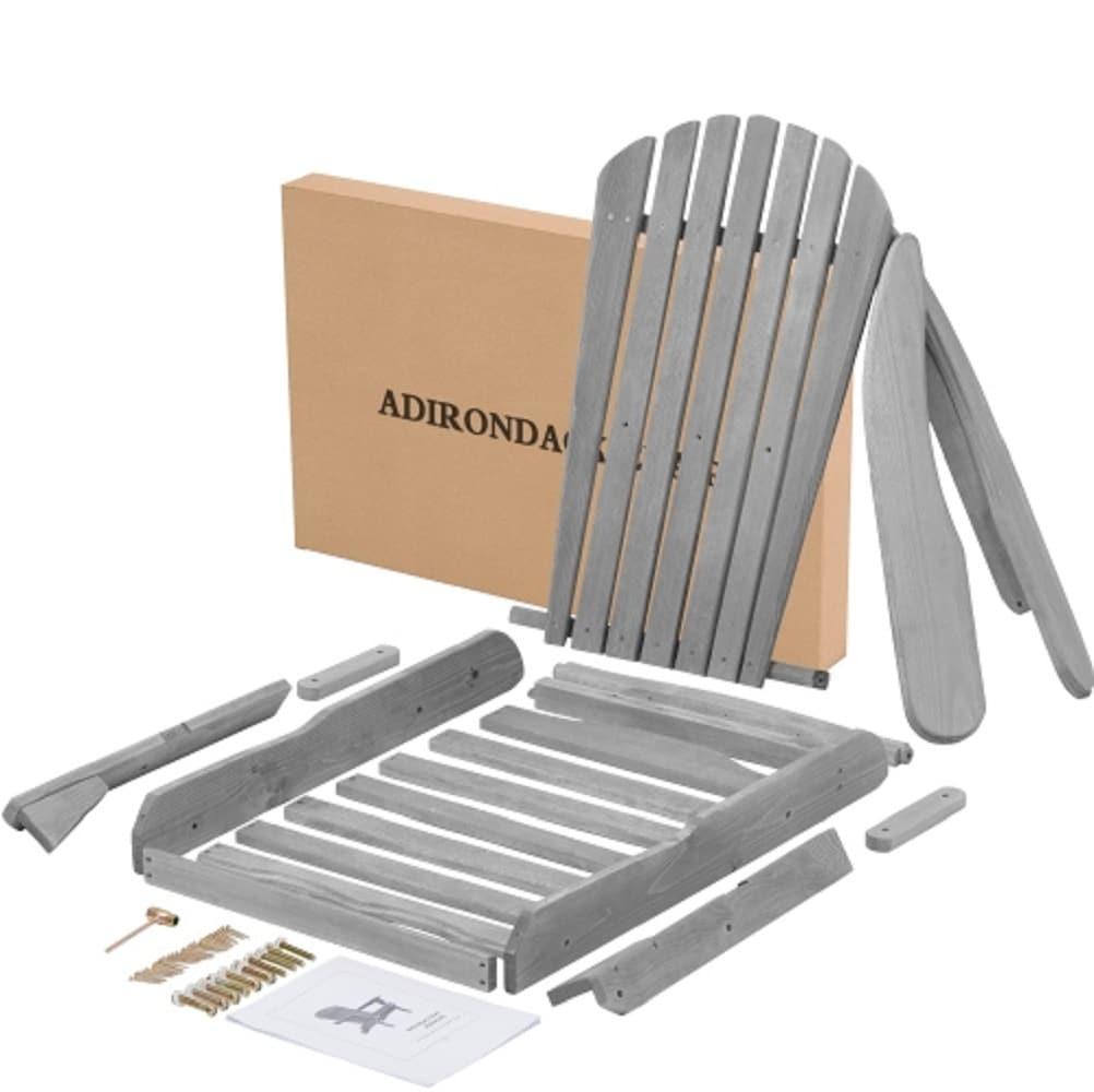 Triple Tree Wood Adirondack Folding Chairs - Set of 2, Gray