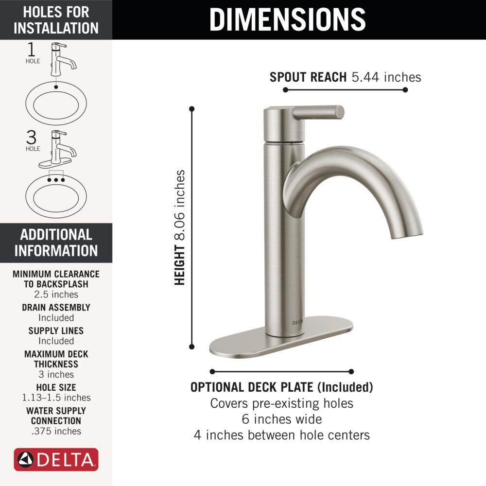 Nicoli Single Hole Bathroom Faucet with Drain Assembly, Single Handle Bathroom Sink Faucet