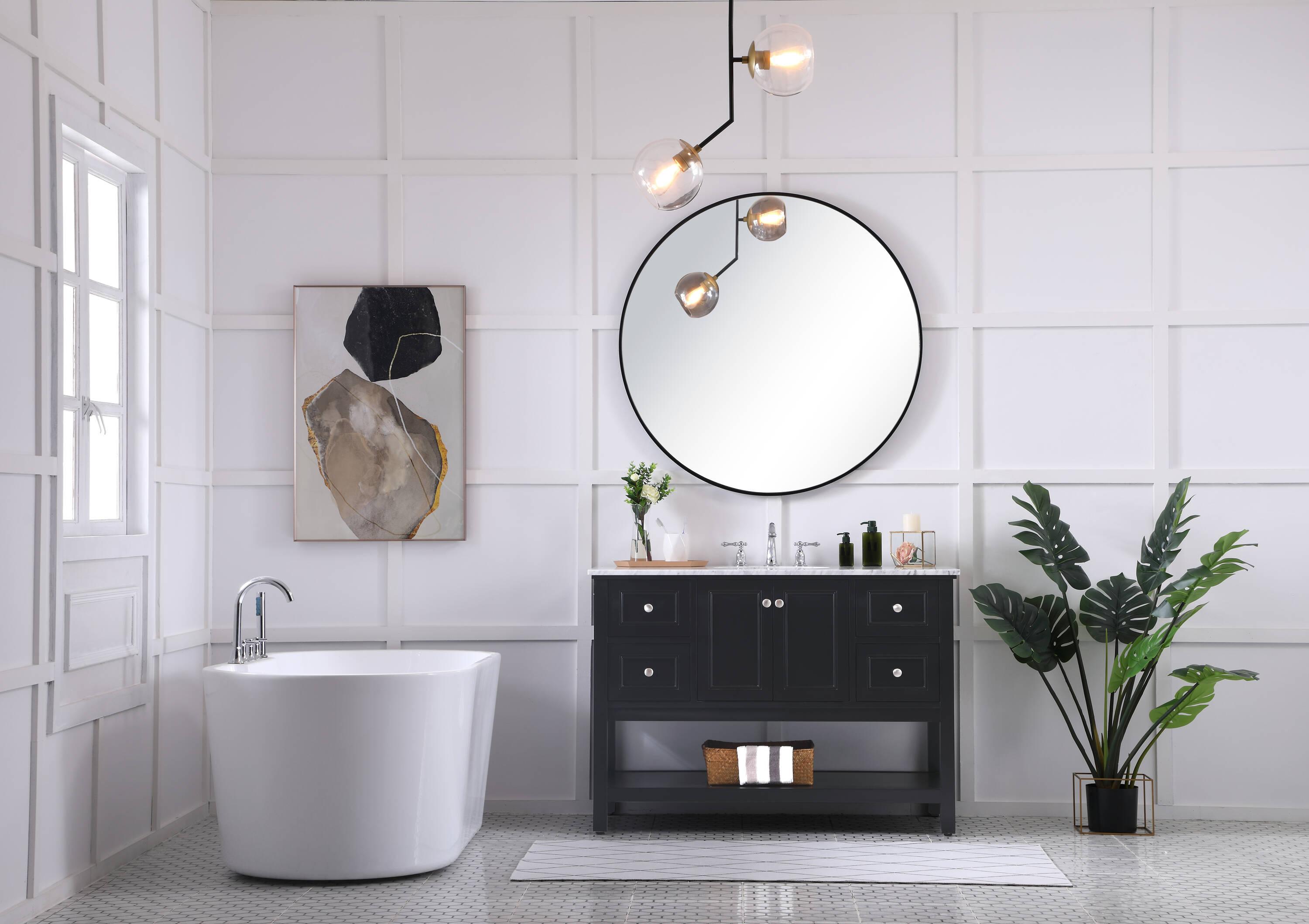 Elegant Decor Metropolis 48" Single Marble Top Bathroom Vanity in Black