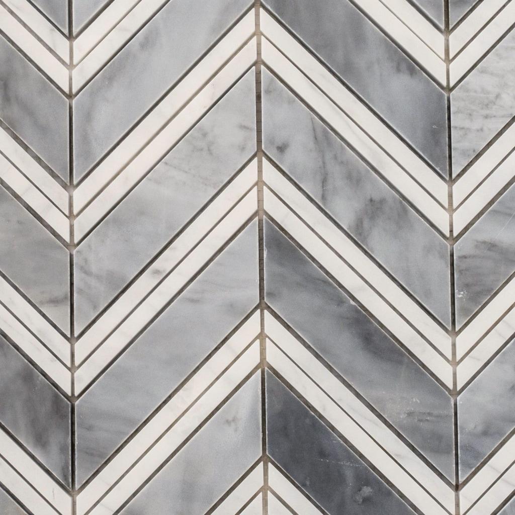 11" X 11.8" Herringbone Marble Polished Tile