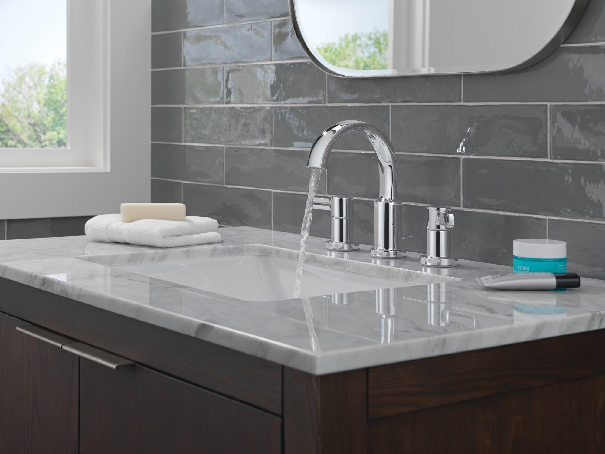 Albion Widespread Bathroom Faucet 3 Hole, 2-handle Bathroom Sink Faucet with Drain Assembly